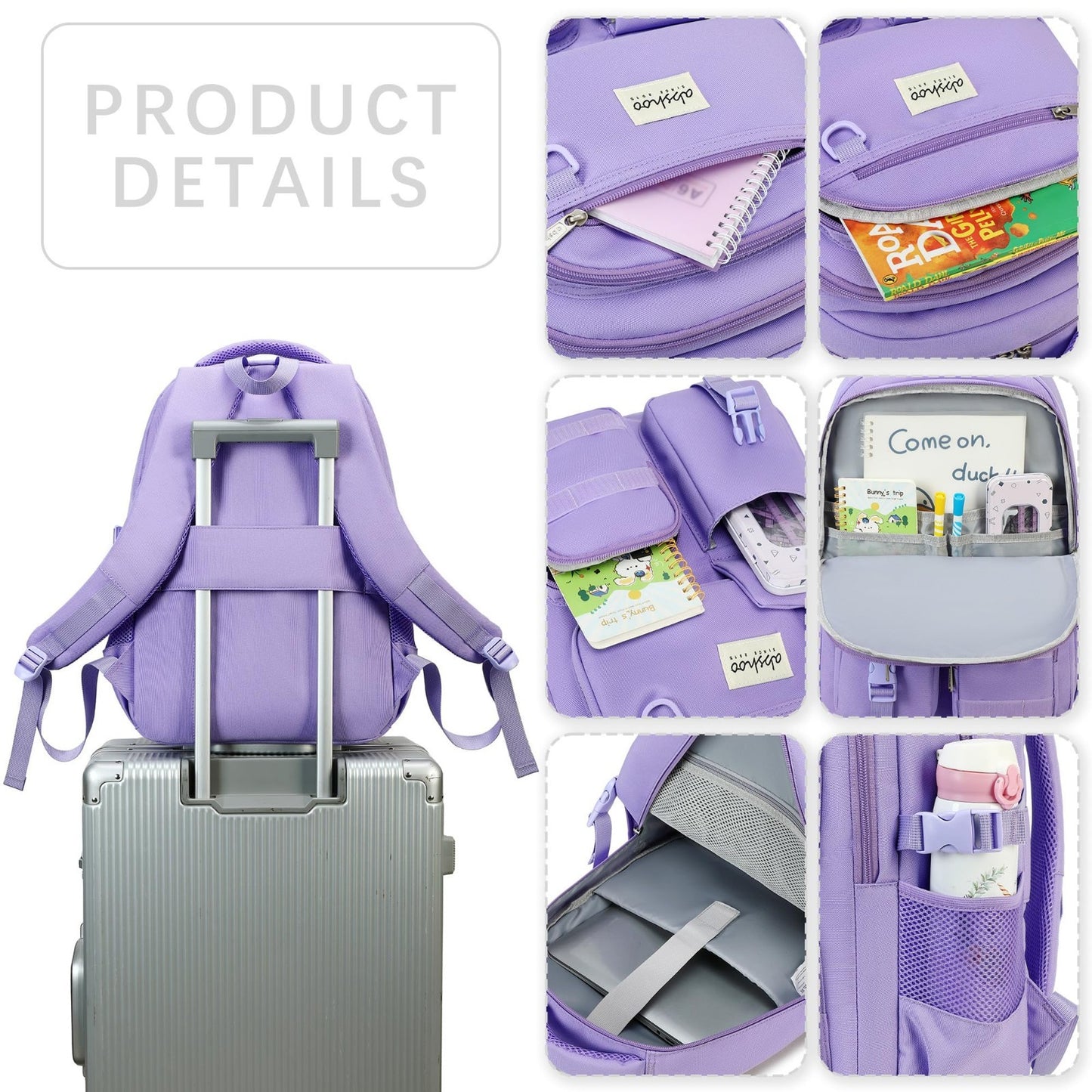 Large Heavy Duty Backpack for School, College, Travel   Multi Pocket Bookbag3