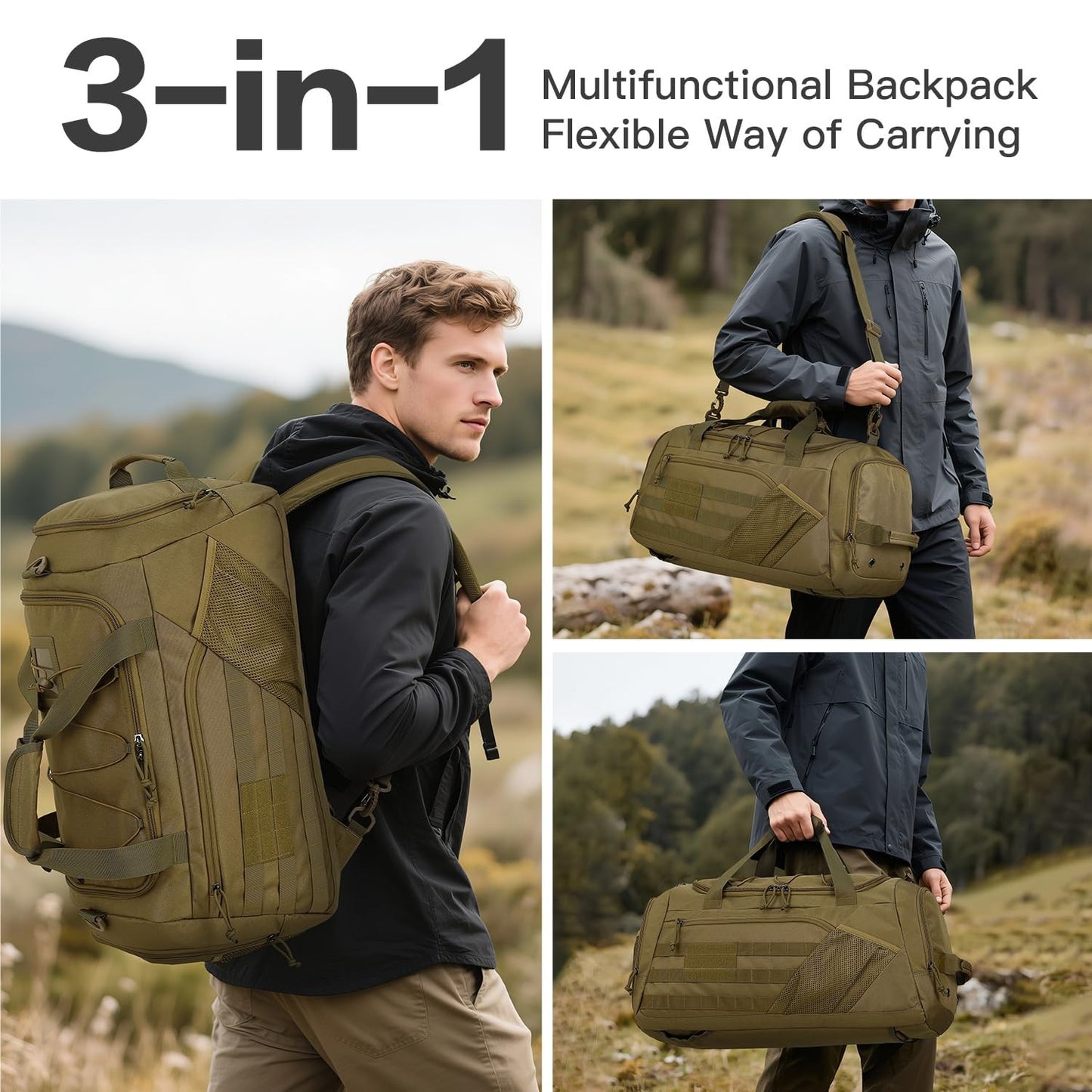 Multi Functional 3 in 1 Tactical Duffle Bag & Backpack 45L with Shoe Compartment2