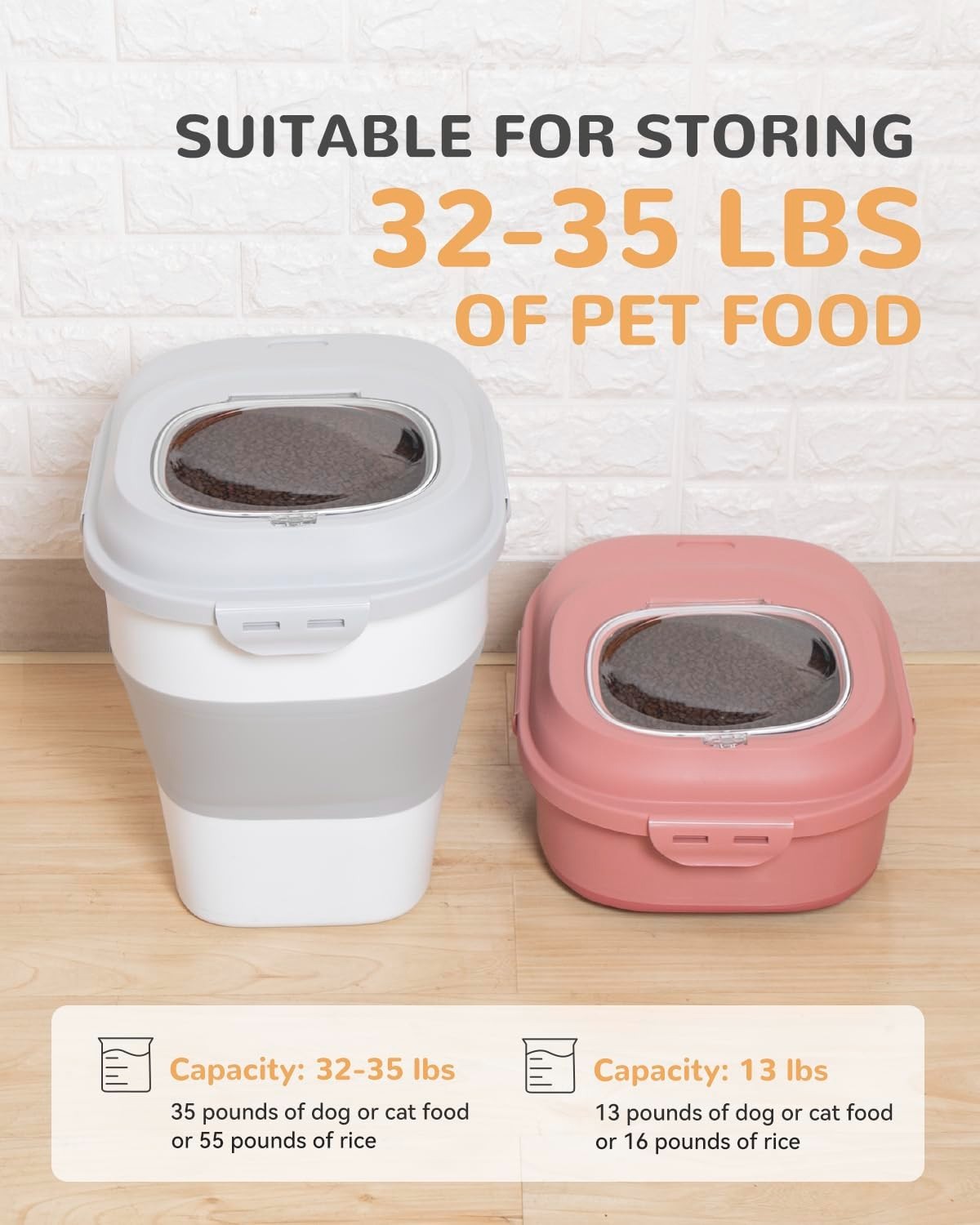 Collapsible Dog Food Storage Container - 30-35 Lbs Capacity, Airtight & Durable3