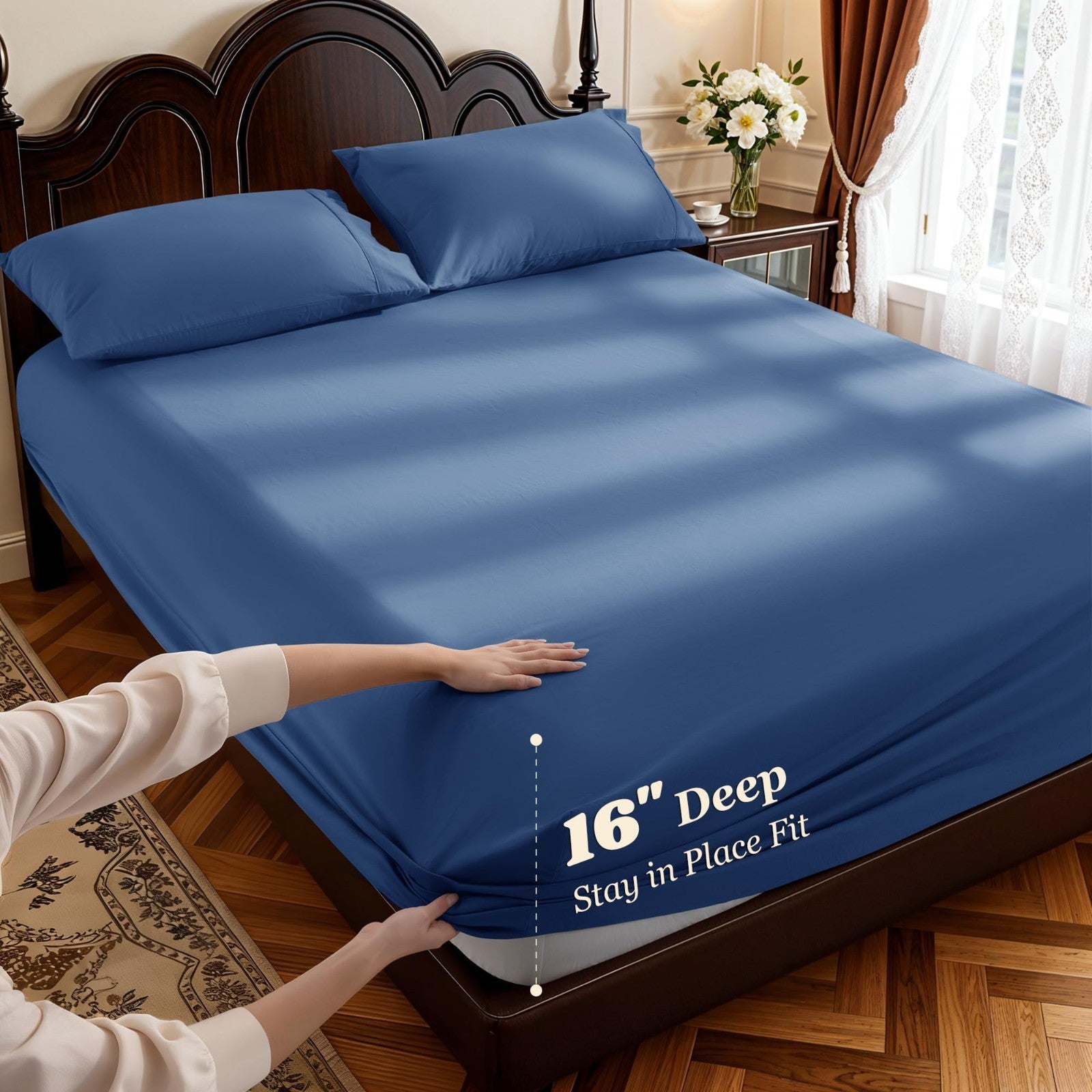 1000 Thread Count Cotton King Size Sheet Set, 4 Piece, Deep Pocket, Soft & Breat4