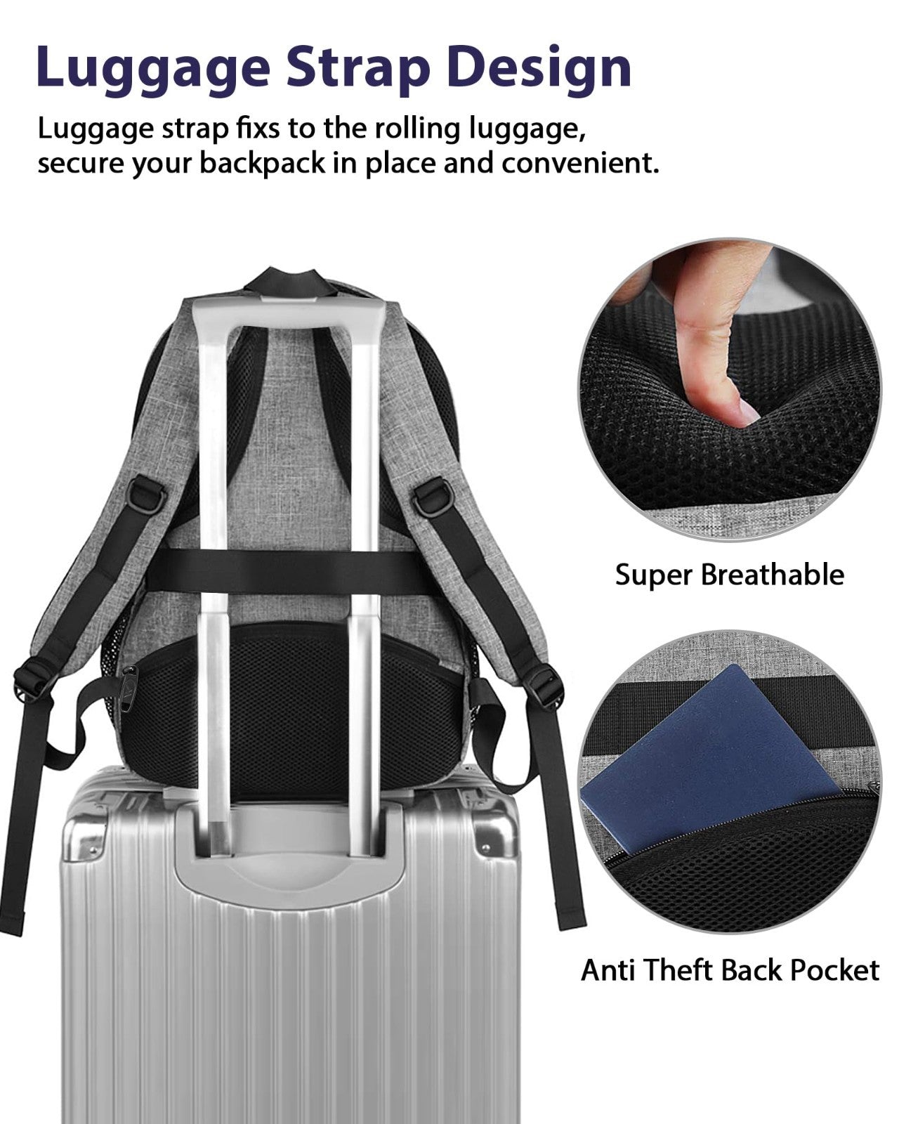Spacious Laptop Backpack for Work & Travel, TSA Friendly Carry On Bag for Men3