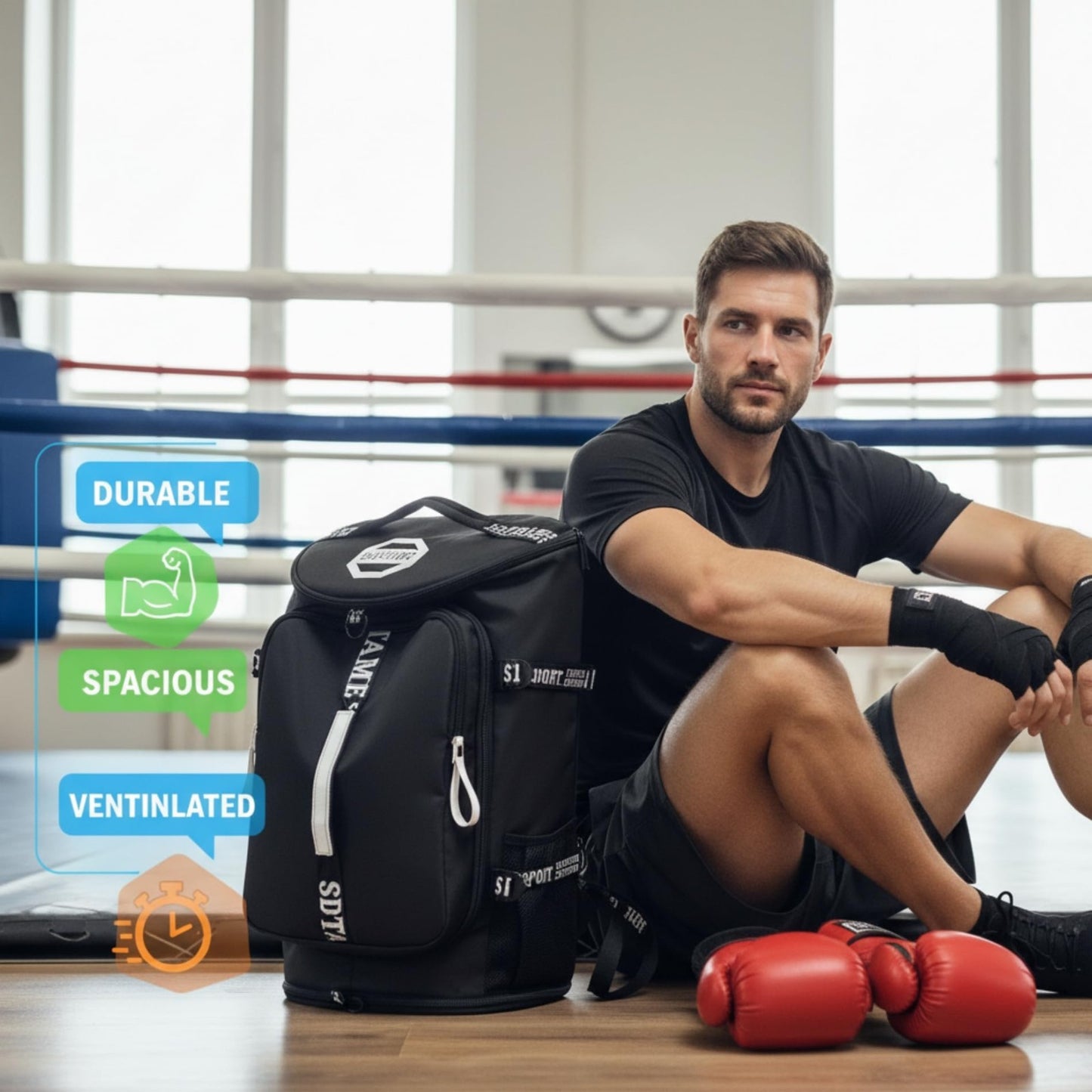 Gym Duffel Backpack with Shoe Pocket, Laptop Sleeve, Waterproof Travel Bag4