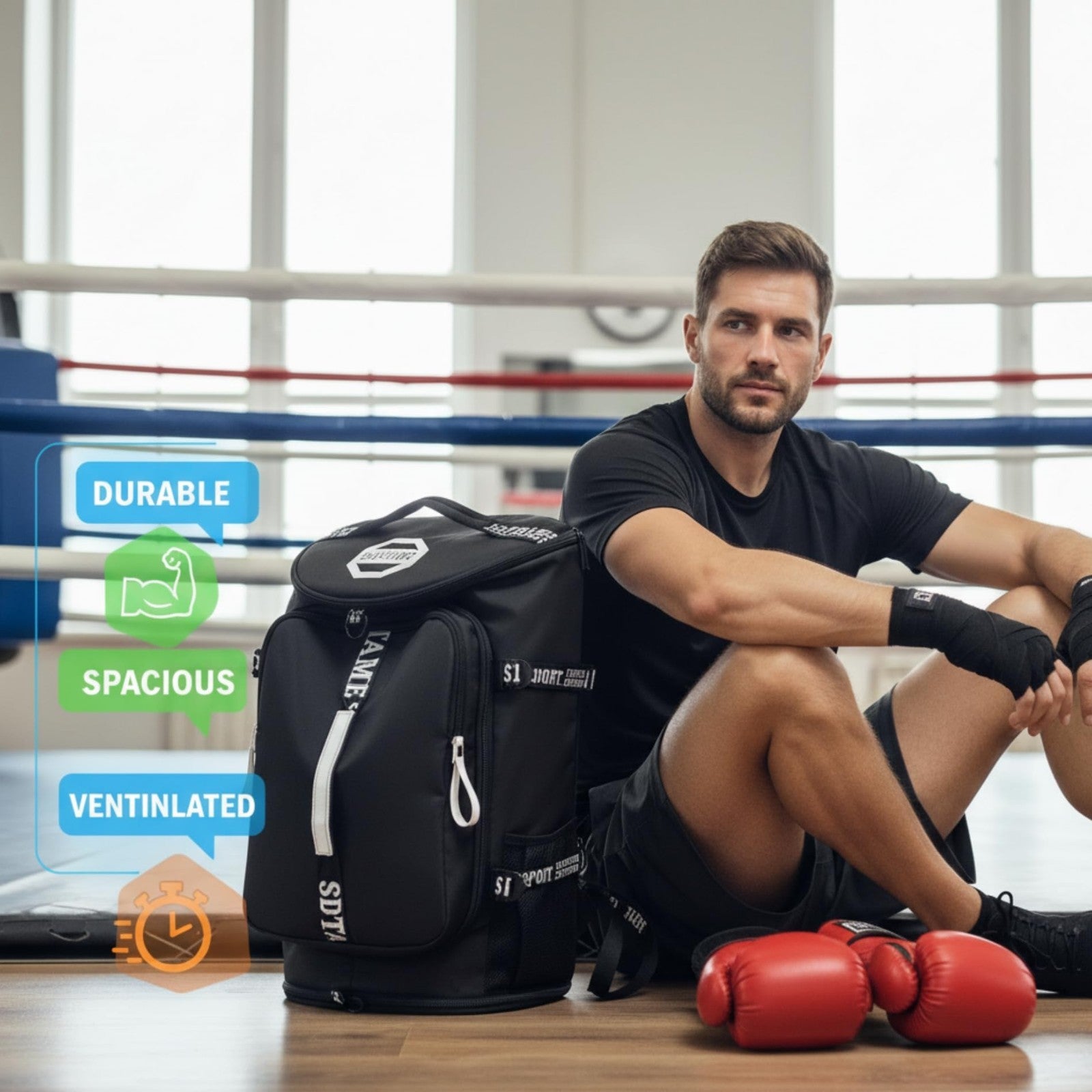 Gym Duffel Backpack with Shoe Pocket, Laptop Sleeve, Waterproof Travel Bag4