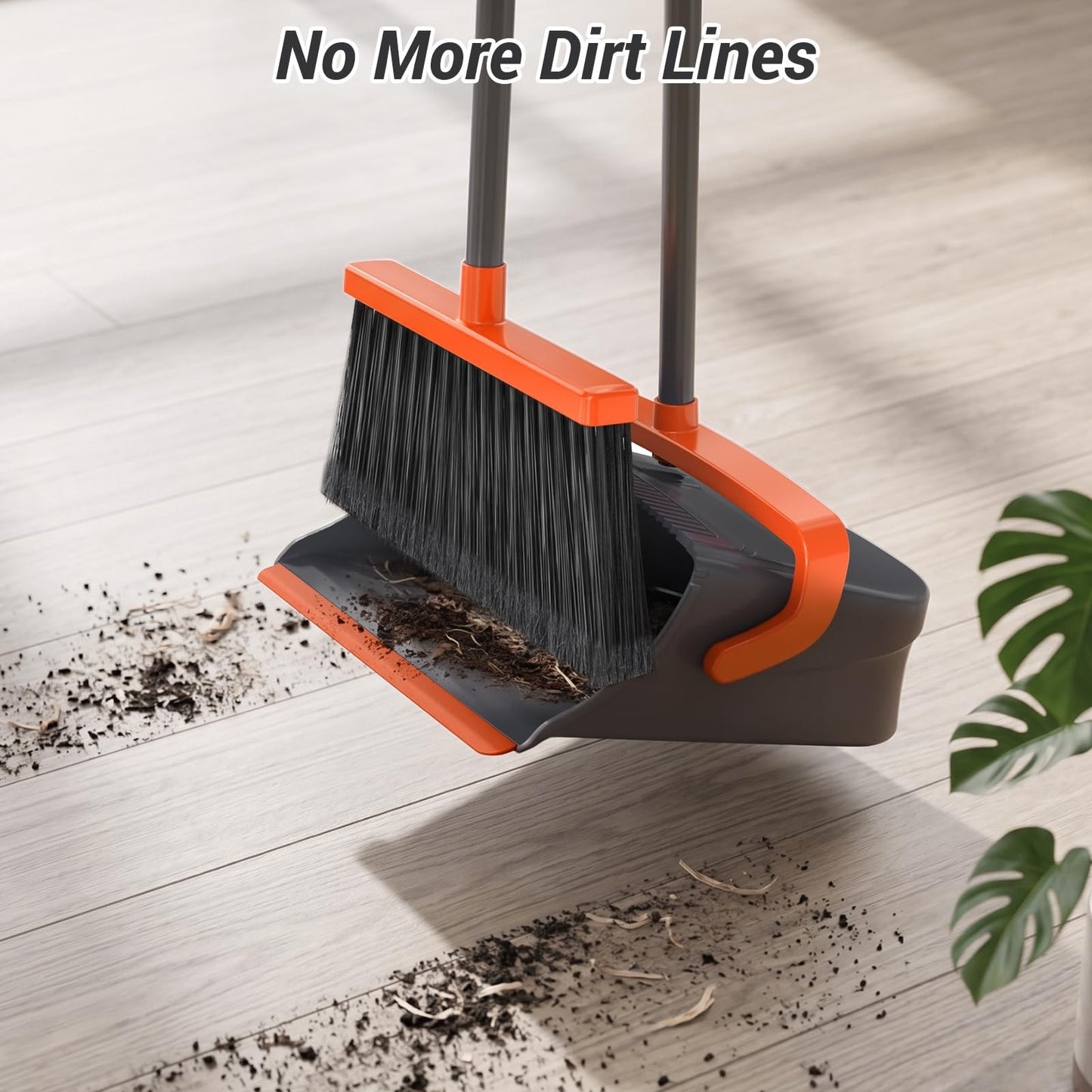 Self-Cleaning Broom & Dustpan Set for Pet Hair, Dust - Long Handle, Indoor/Outdo3