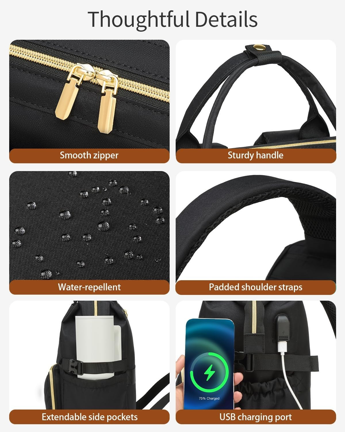 Stylish Laptop Backpack for Women, College & School Bookbag with USB Charger & C5