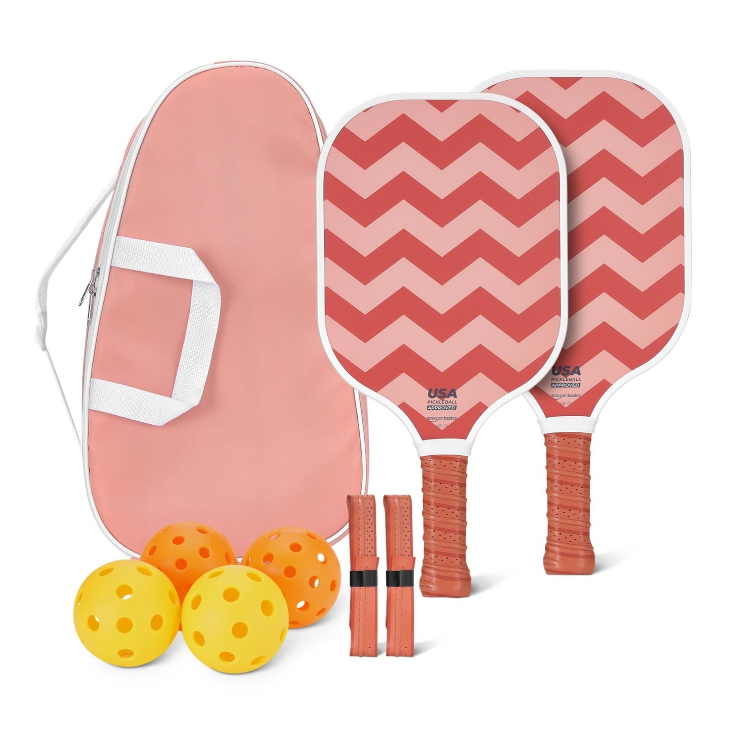 Set of 2 USAPA Approved Carbon Fiber Pickleball Paddles with 4 Balls & Carry Bag1