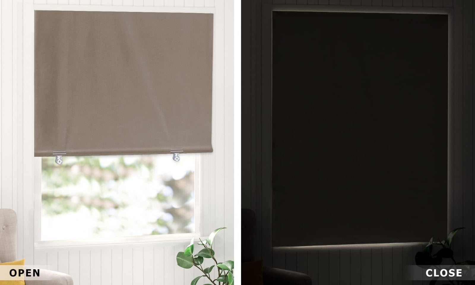 100% Blackout Roller Shades 36"x72" Taupe | Cordless No-Drill Thermal Insulated6