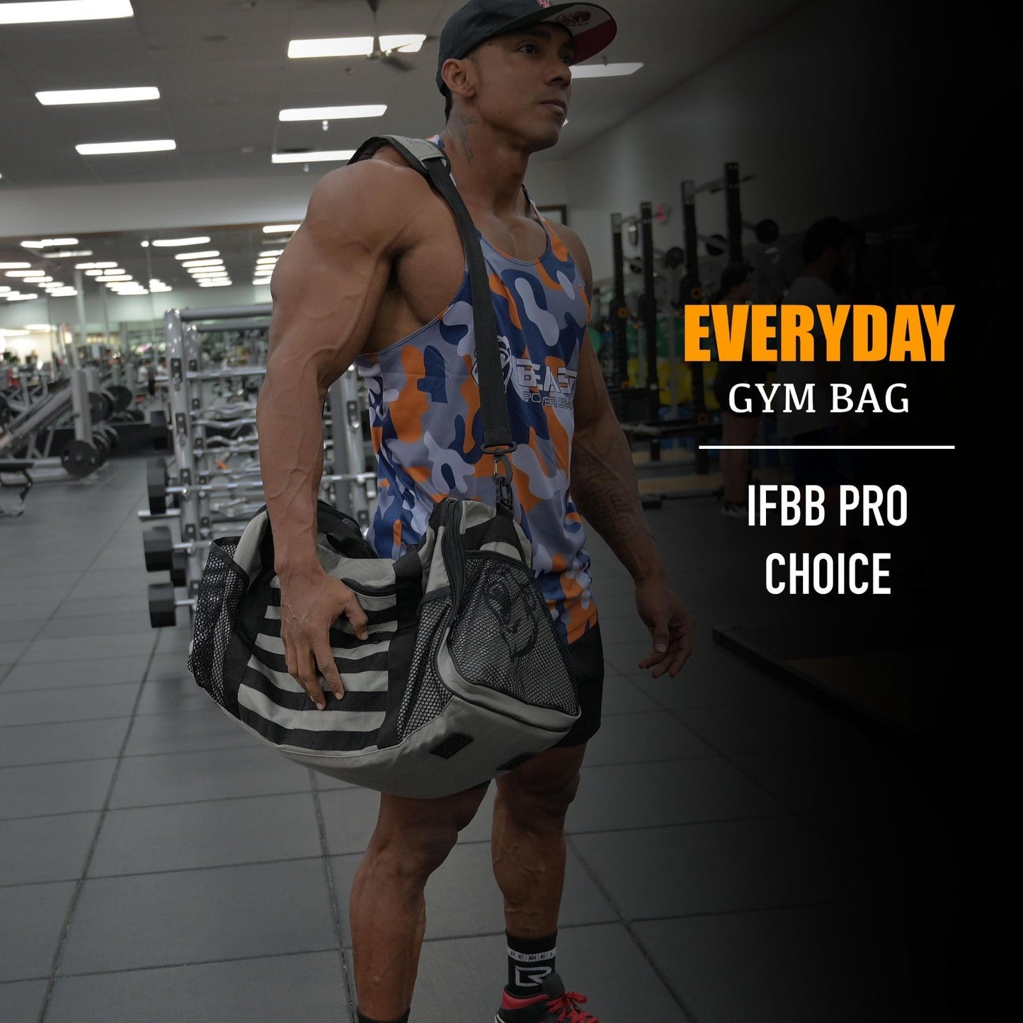 Versatile Gym Duffle Bag - Gray/Black | Workout, Boxing, MMA, Sports, Shoes Comp5