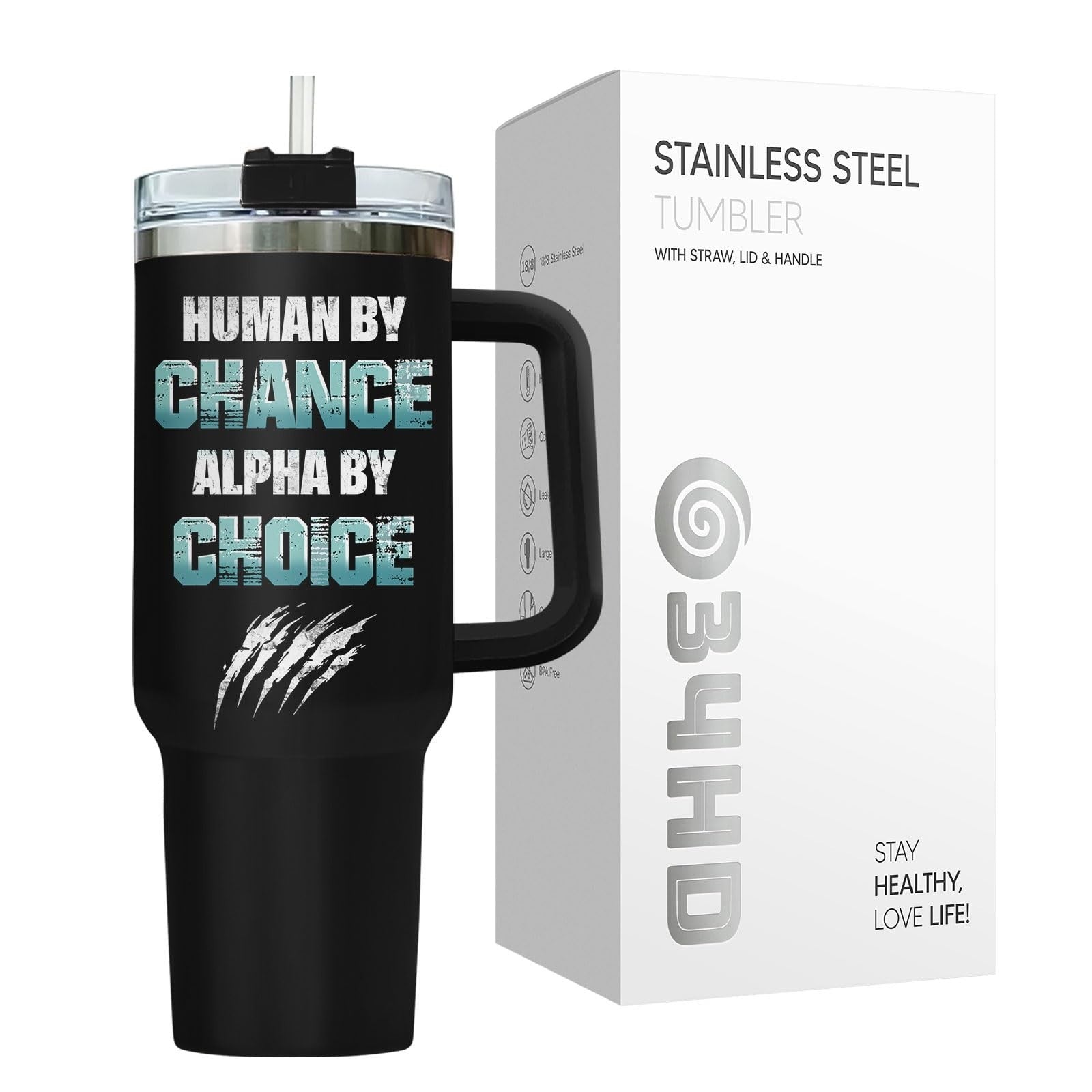 40oz Insulated Tumbler with Handle & Straw   Perfect Travel Mug for Dad, Gifts!3