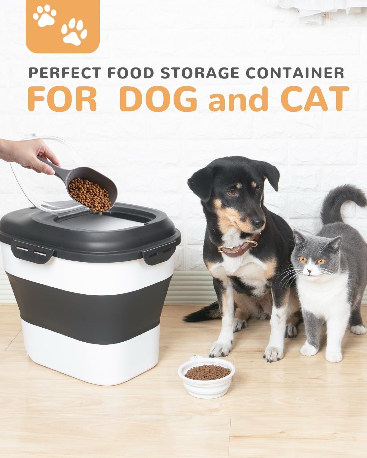 Collapsible Dog Food Storage Container - 30-35 Lbs Capacity, Airtight & Durable4