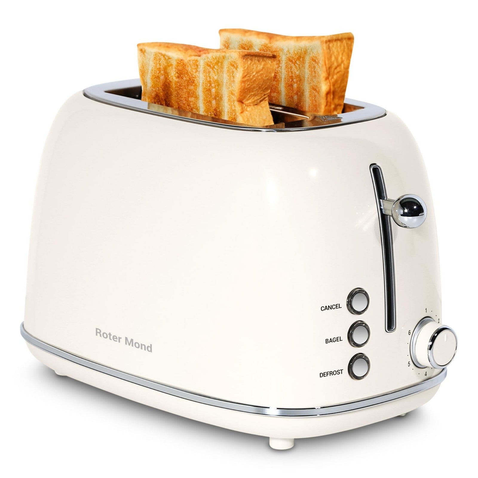 Retro Stainless Steel 2 Slice Toaster with Bagel, Defrost, 6 Shade Settings, Cre1