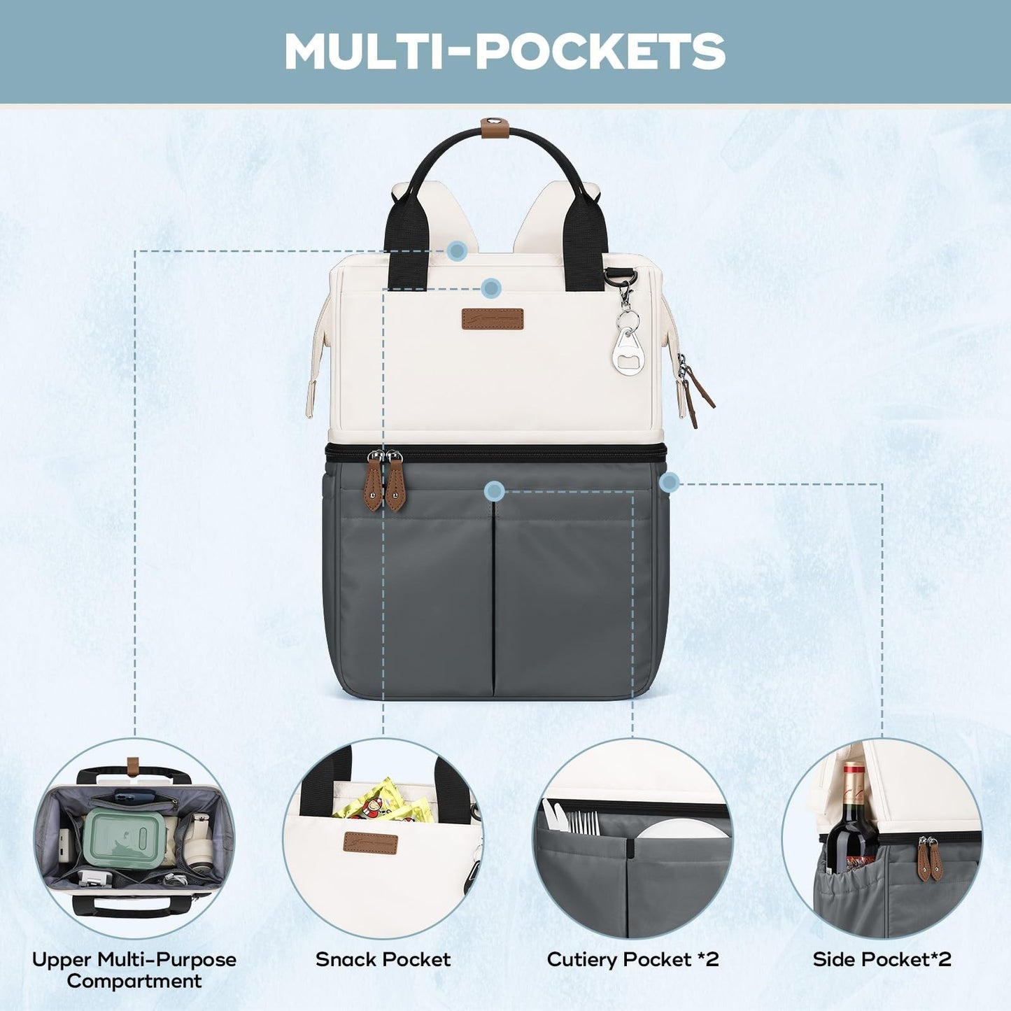 Insulated Cooler Backpack - Double Deck Leakproof Bag for 36 Cans, 16H Cold, Erg4