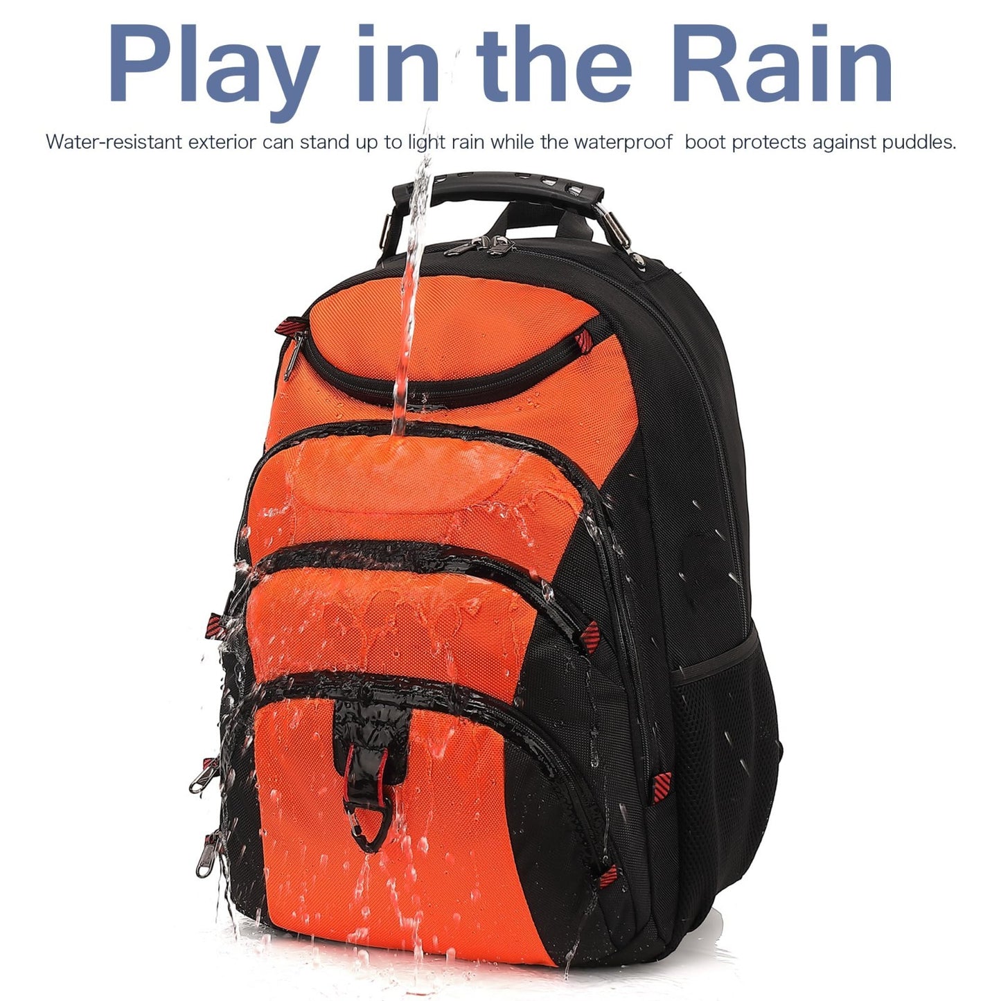 15.6" Waterproof Laptop Backpack with USB Port, Anti Theft Travel Bag, Orange/Bl3