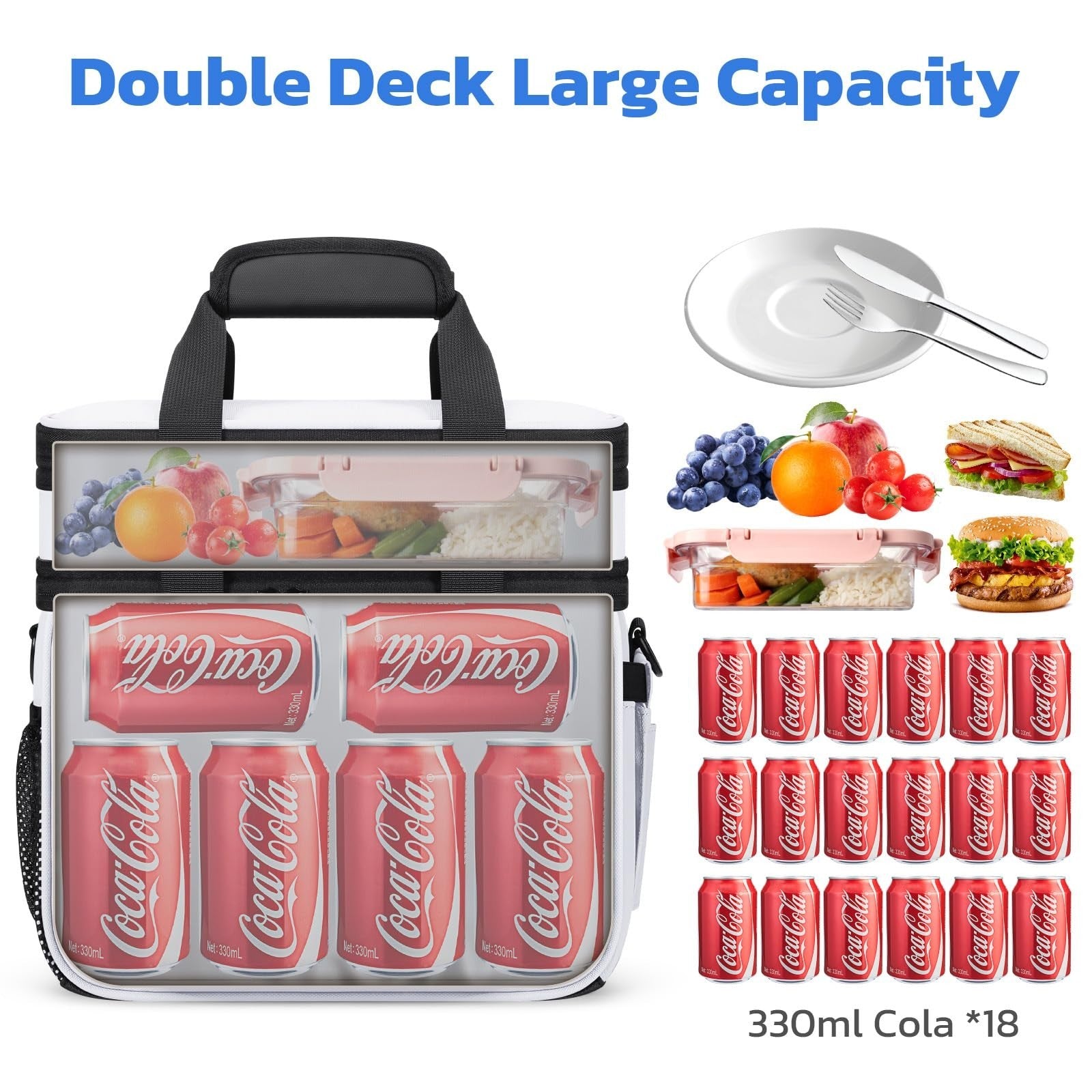 Insulated Lunch Box Cooler Bag 20L - Expandable, Leakproof, Portable for Work, T5