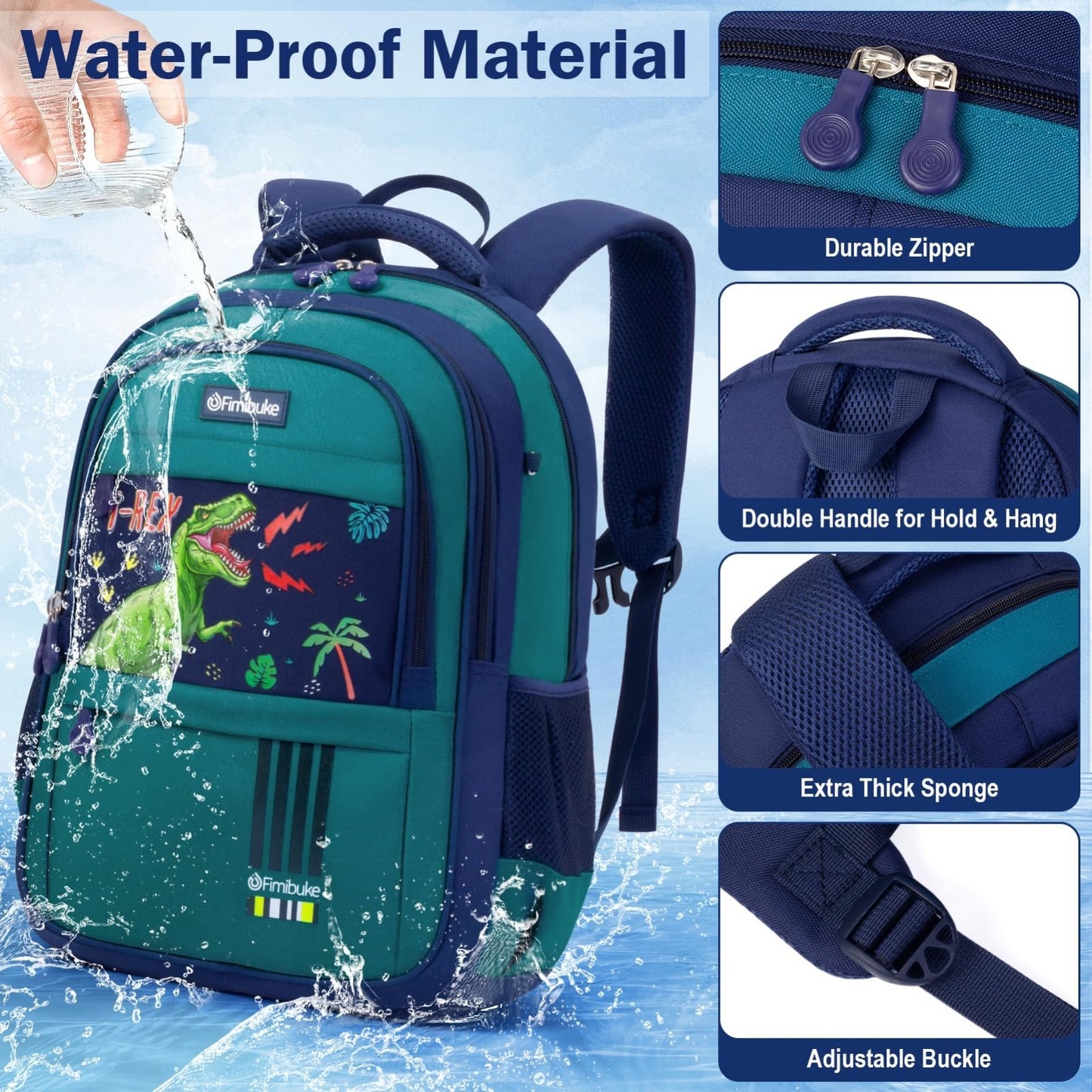 Dinosaur Kids Backpack Set for Boys   3 PCS with Lunch Box   School & Travel Gea3