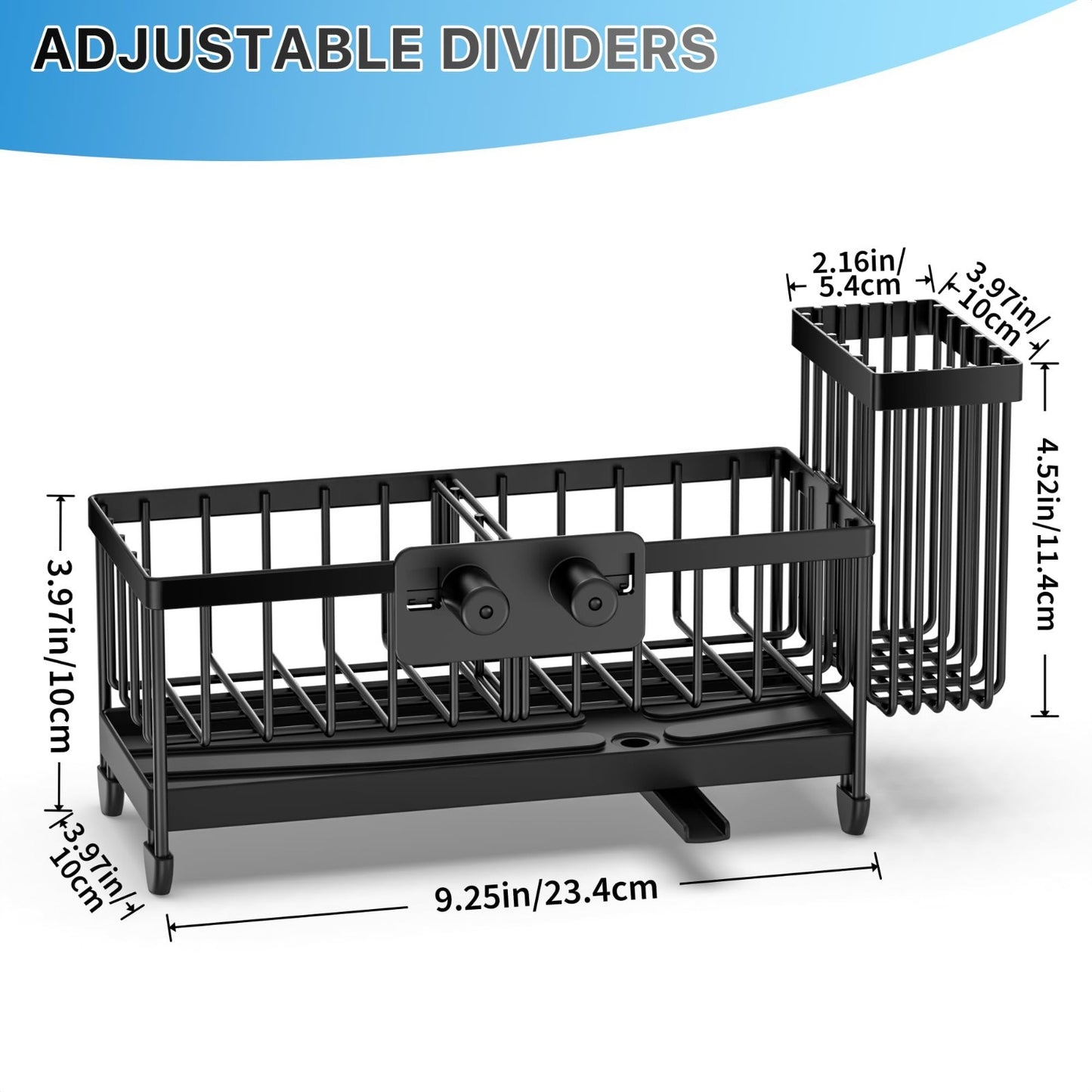 Kitchen Sink Sponge Holder Caddy Organizer, Rustproof 304 Stainless Steel, Black2