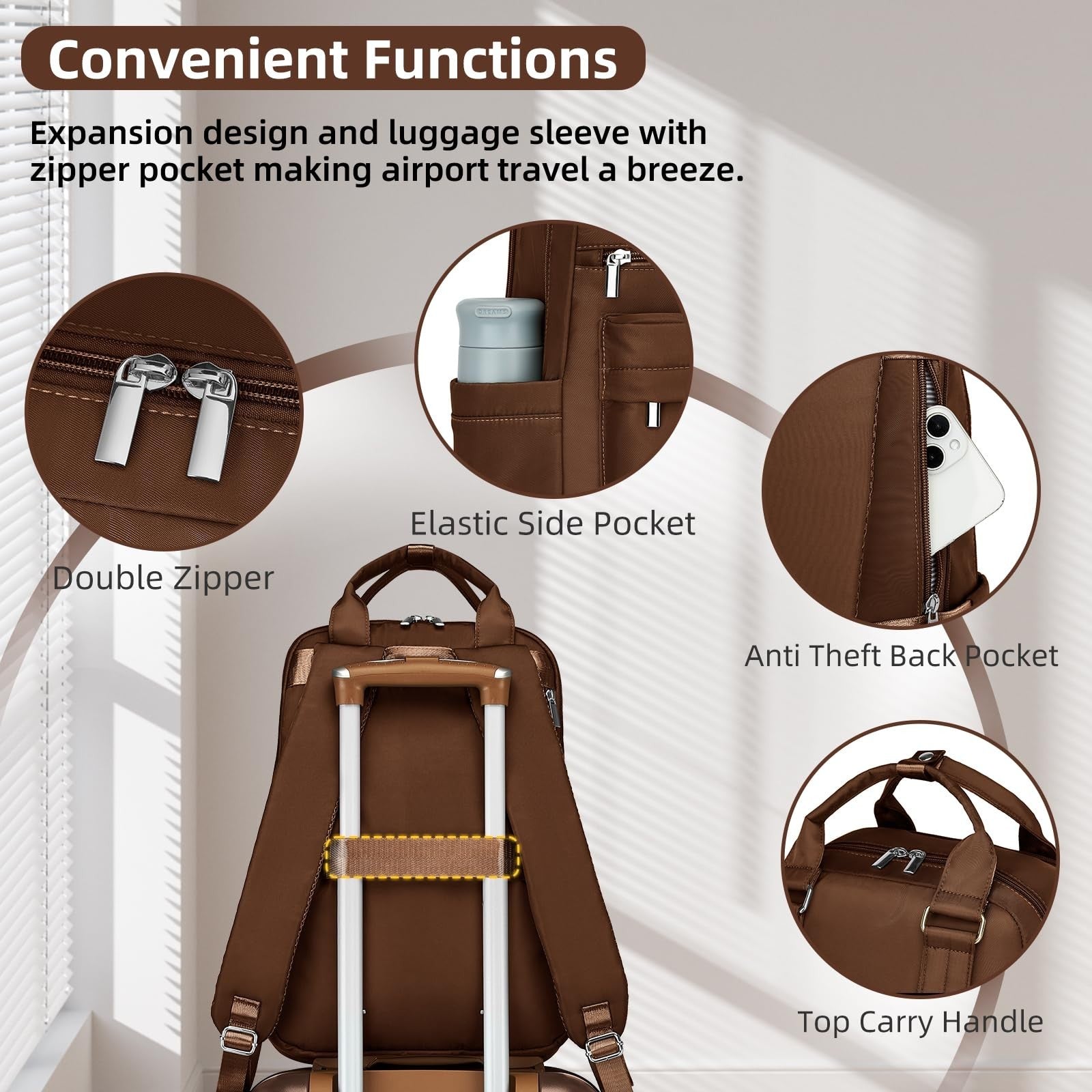Expandable 3-Piece Carry-On Luggage Set | Airline Approved, 360° Spinner Wheels,5