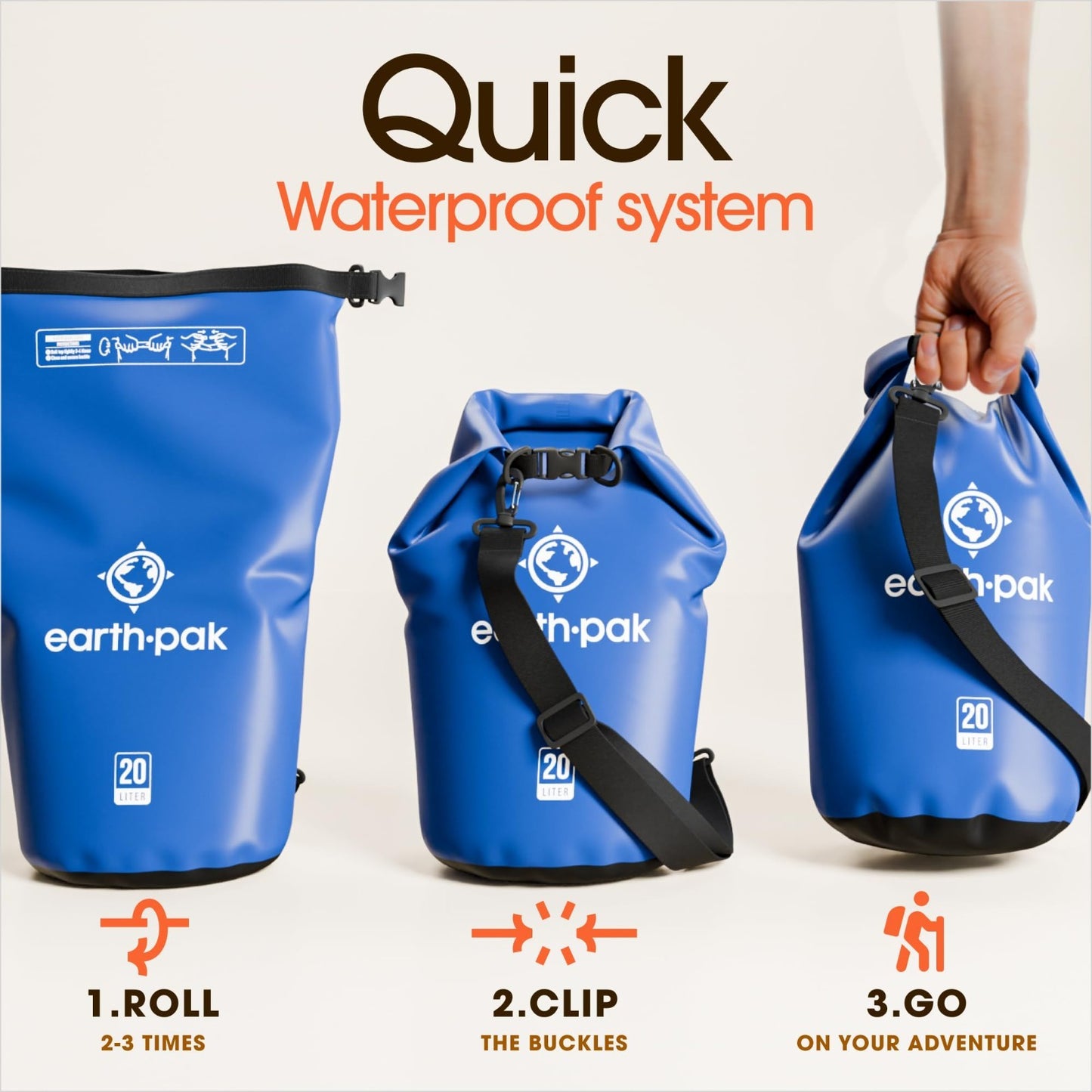 Waterproof Dry Bag Backpack   Roll Top Sack for Kayaking & Outdoor Gear, Include3