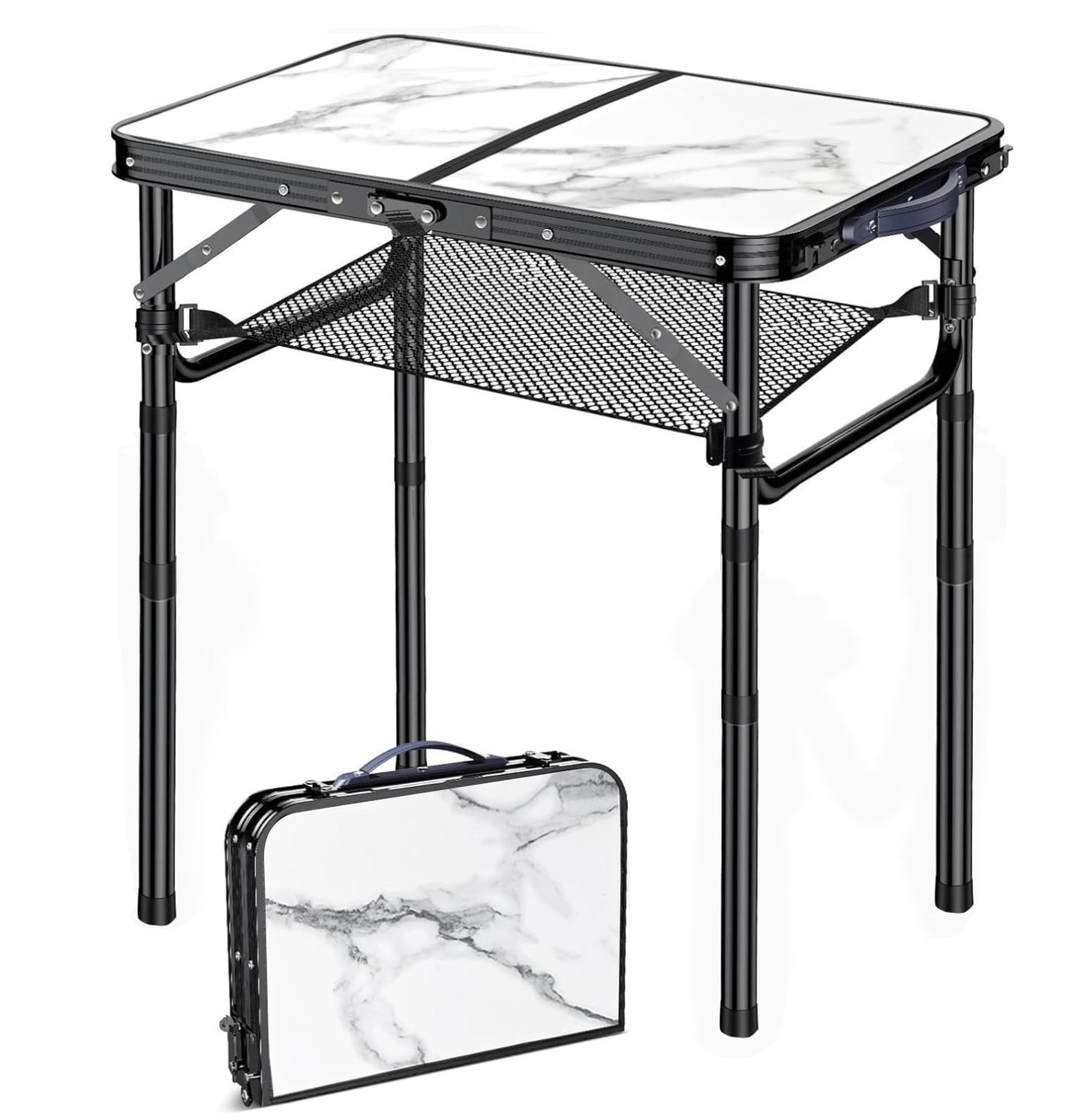 Folding Adjustable Height TV Tray Table - Portable Snack & Dinner Couch Side Tab1
