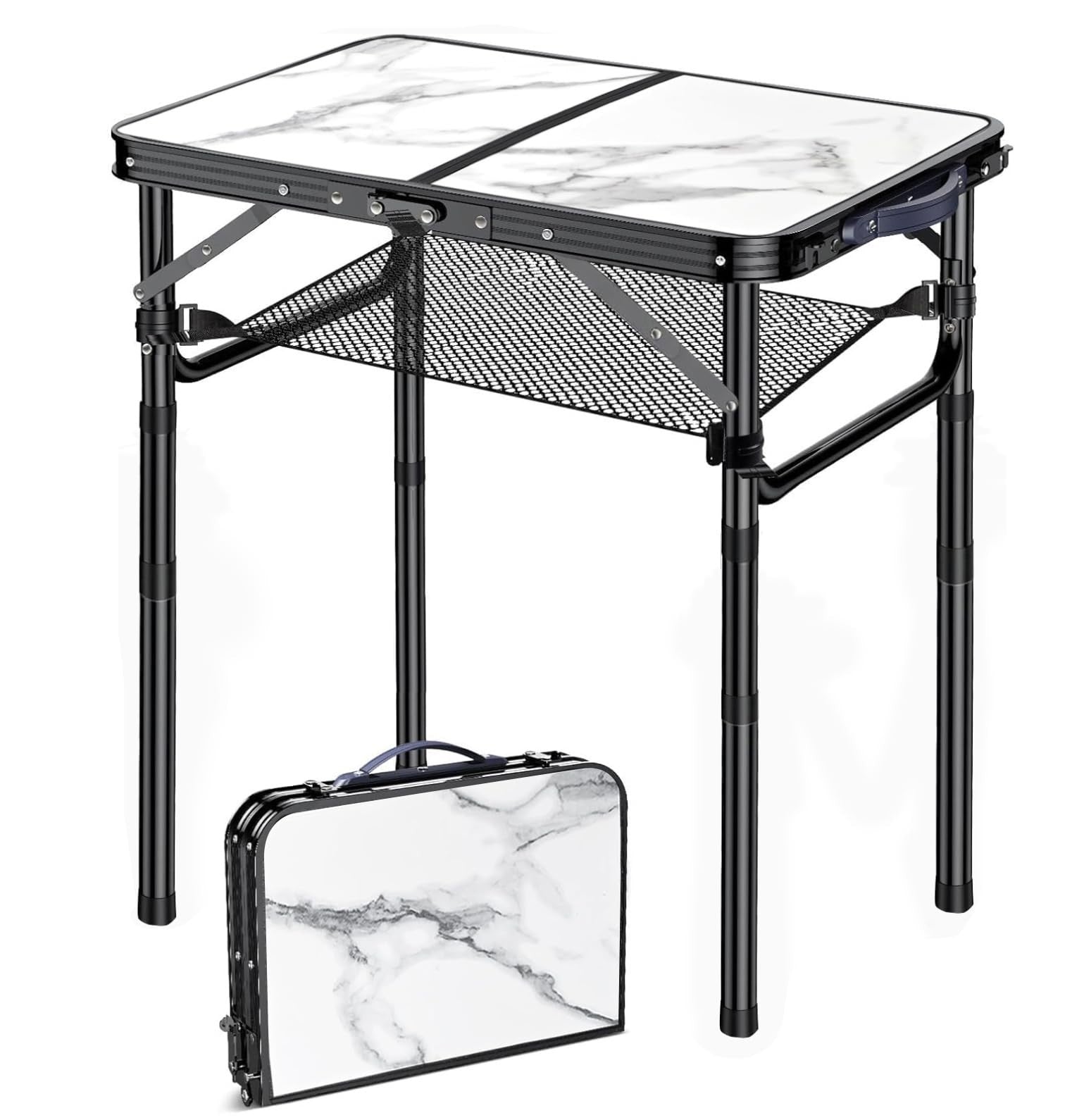 Folding Adjustable Height TV Tray Table - Portable Snack & Dinner Couch Side Tab1