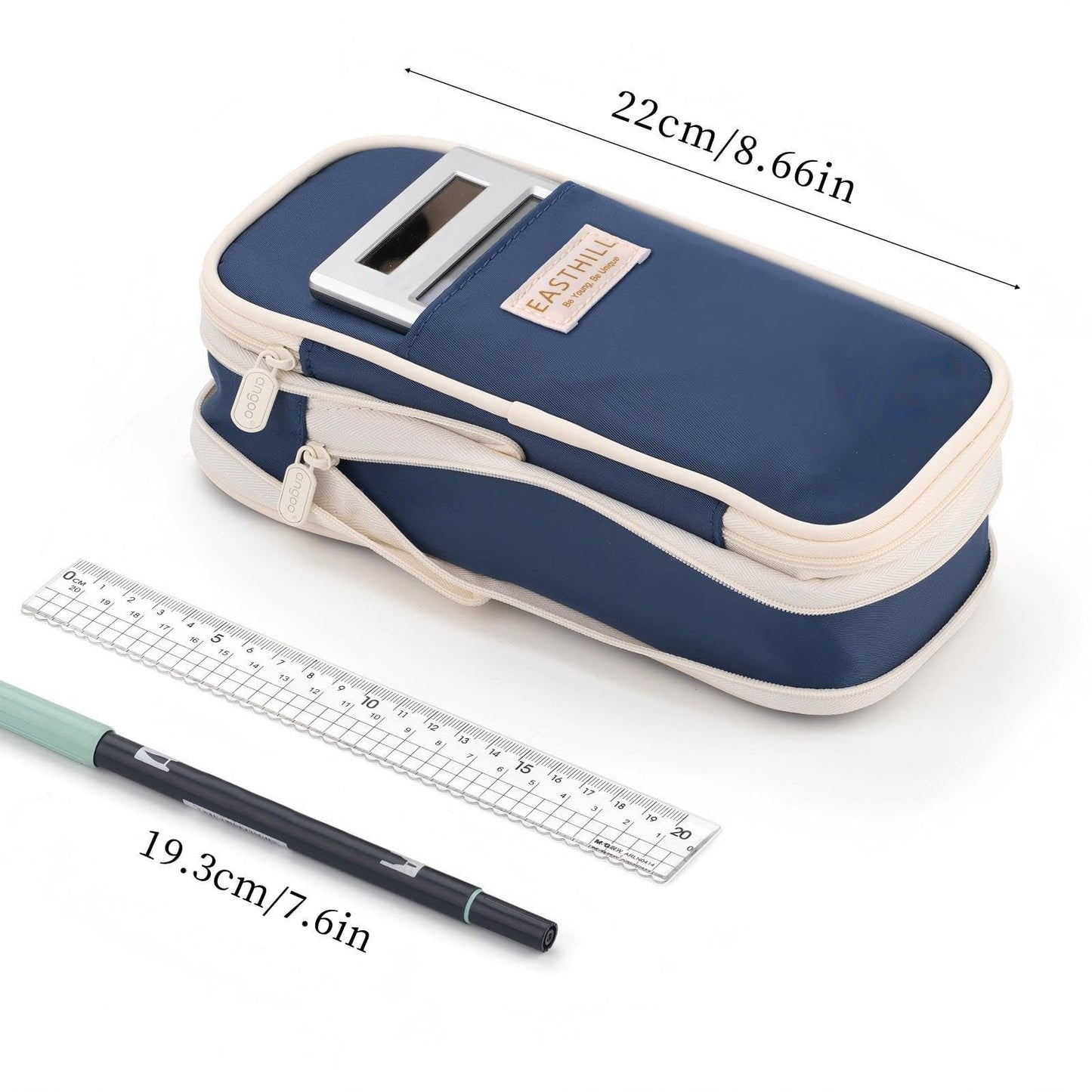 Large Capacity Pencil Case, Big Pencil Pouch, Stationery Bag for Teens   Navy3
