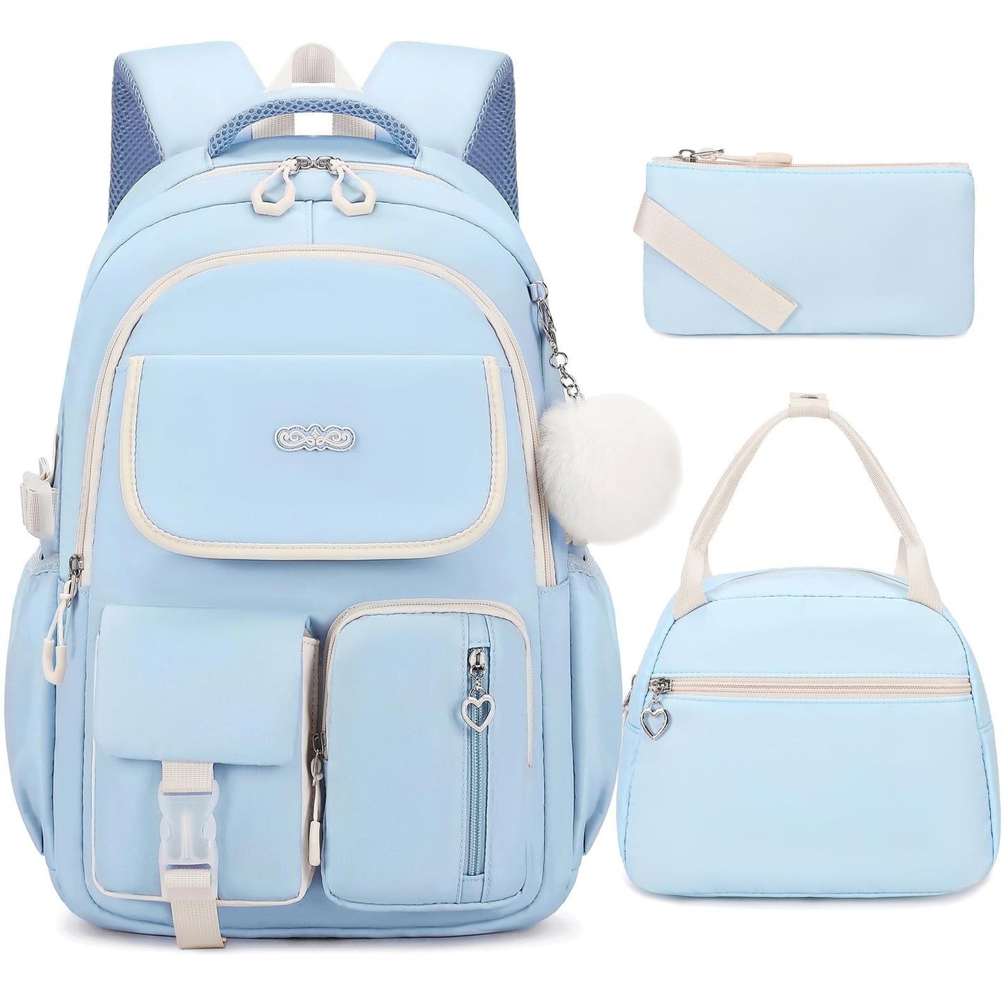 3PCS Girls School Backpack Set with Lunch Box & Pencil Pouch   Stylish & Durable1