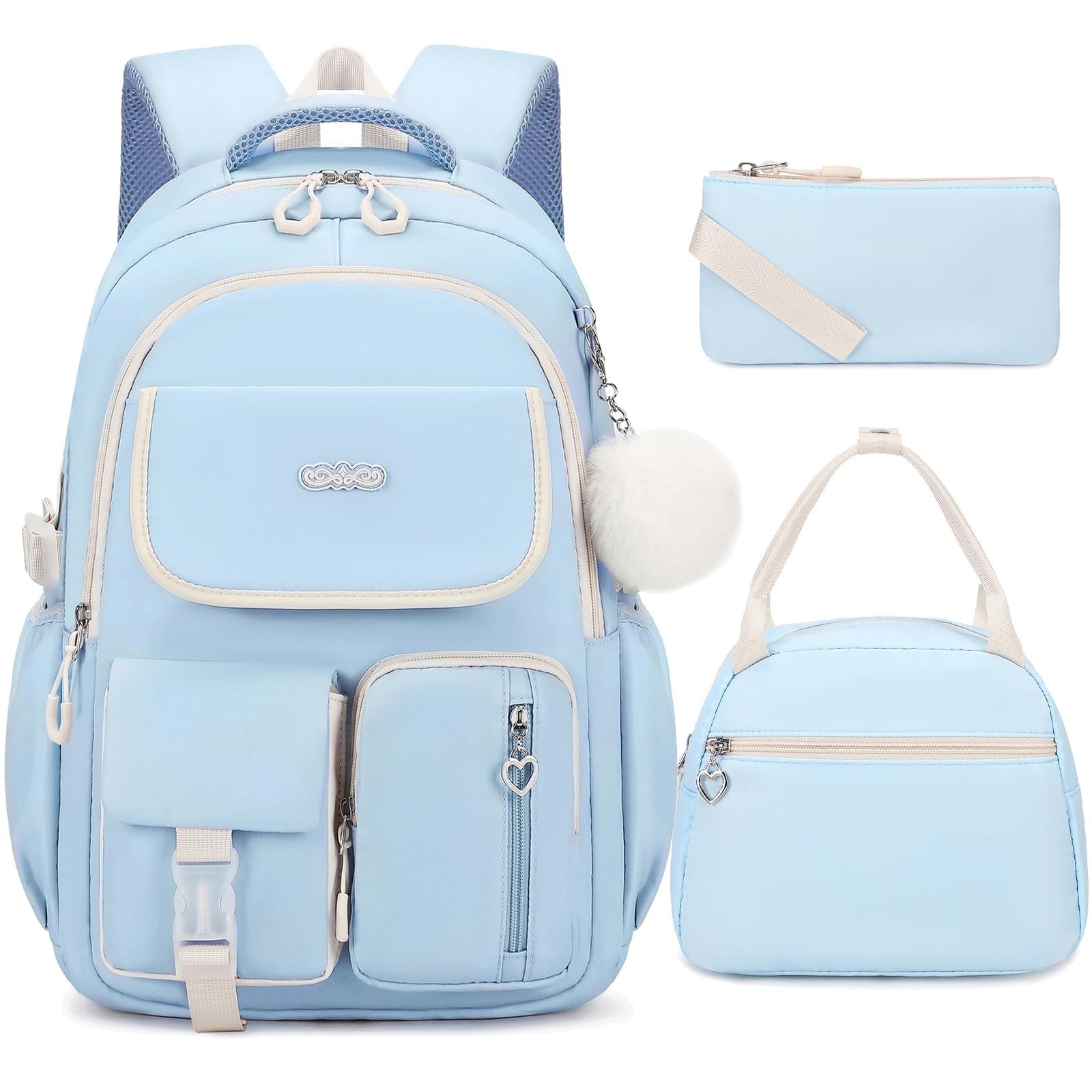 3PCS Girls School Backpack Set with Lunch Box & Pencil Pouch   Stylish & Durable1