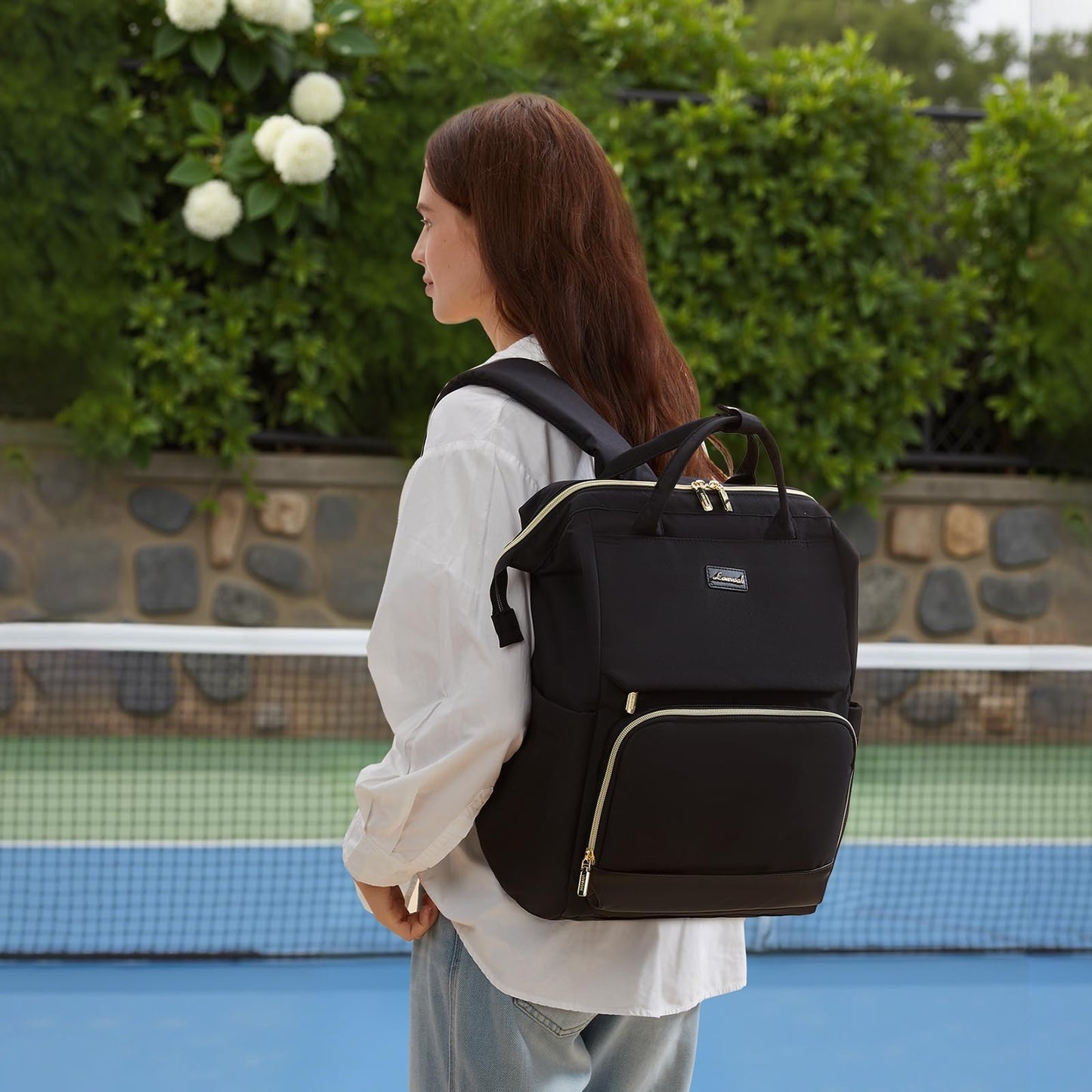 Stylish Laptop Backpack for Women   Giant Tumbler Holder, Travel, Work, Nurse, T2