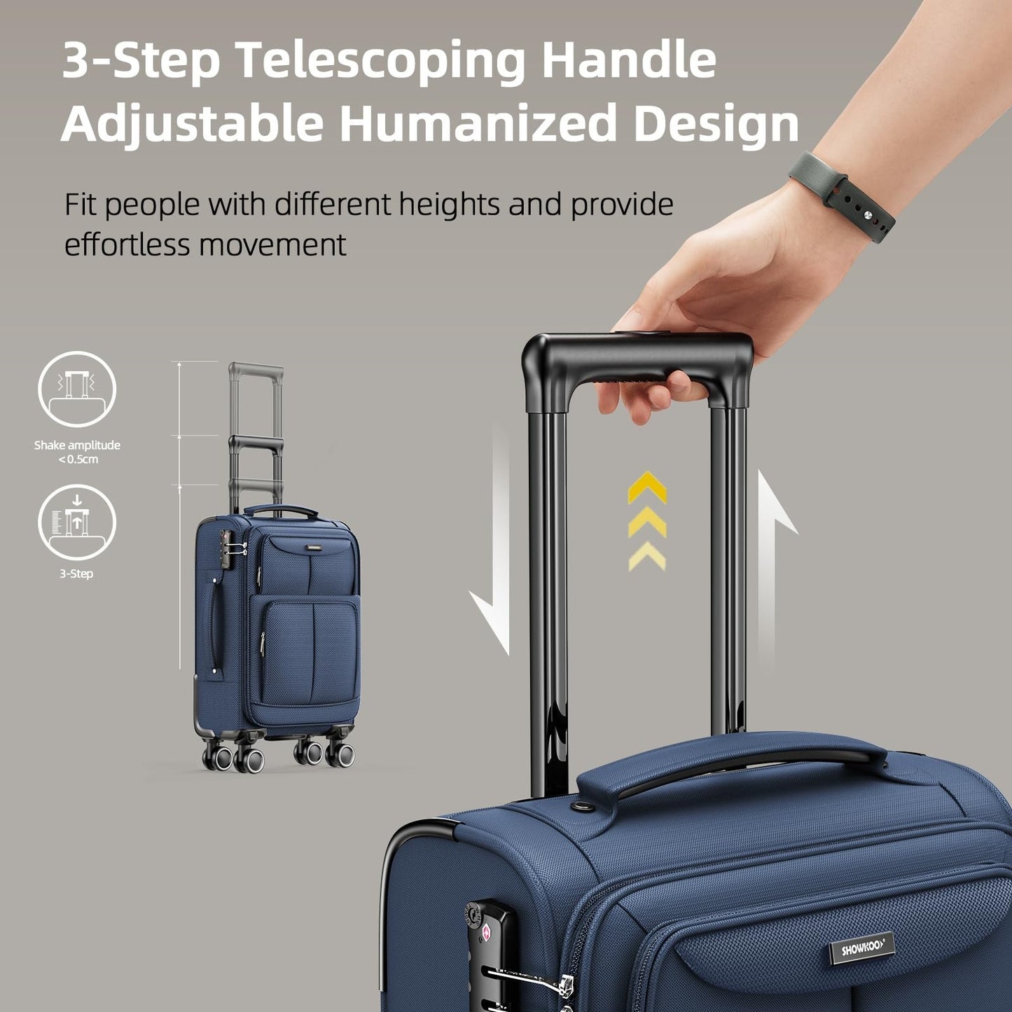 3 Piece Softside Luggage Set - Expandable, Lightweight, 360° Spinner Wheels, TSA4