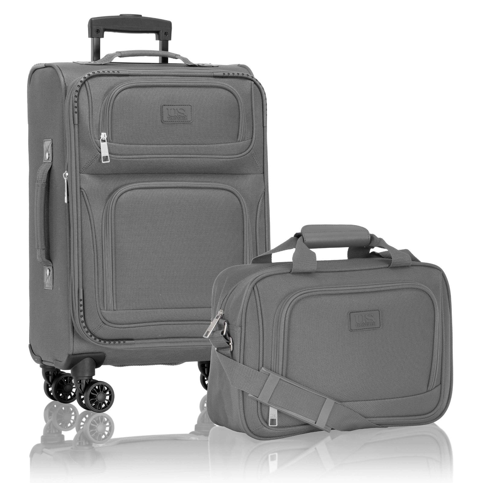 Lightweight Softside Rolling Carry-on Luggage, 4-Wheel Travel Suitcase, Gray1
