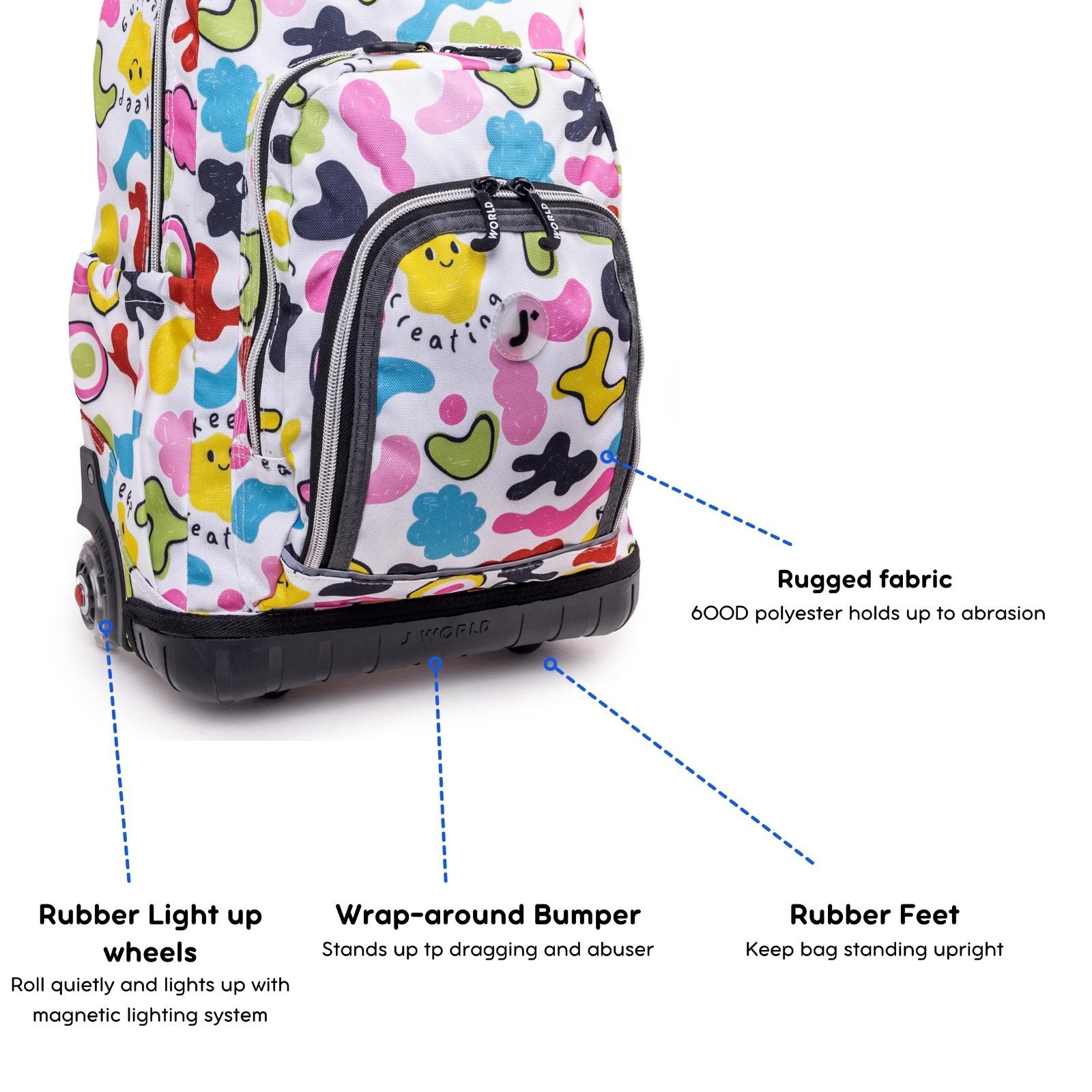 Kids Rolling Backpack & Lunch Bag Set   Elementary School Carry On Suitcase with3