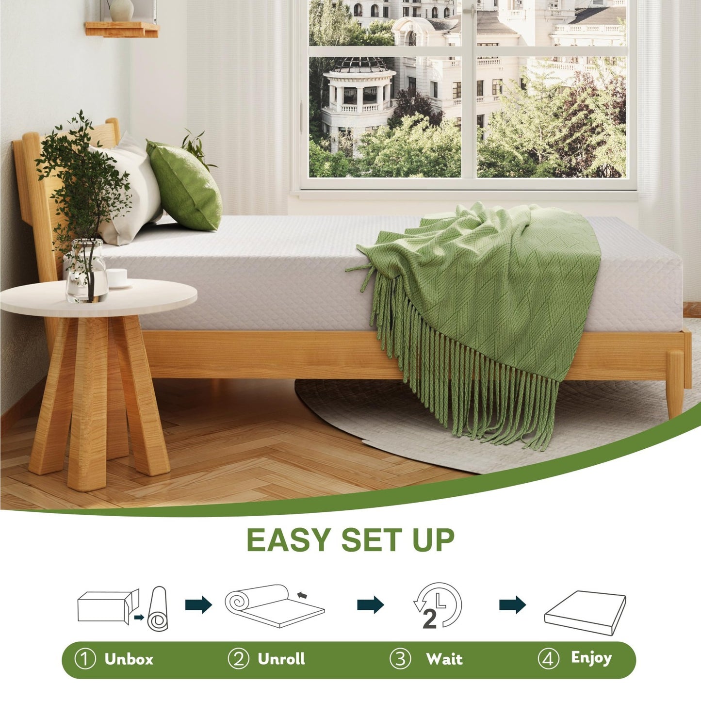 Full Size 8" Memory Foam Mattress, Medium Firm, Cooling Gel, Pressure Relief, Ce6
