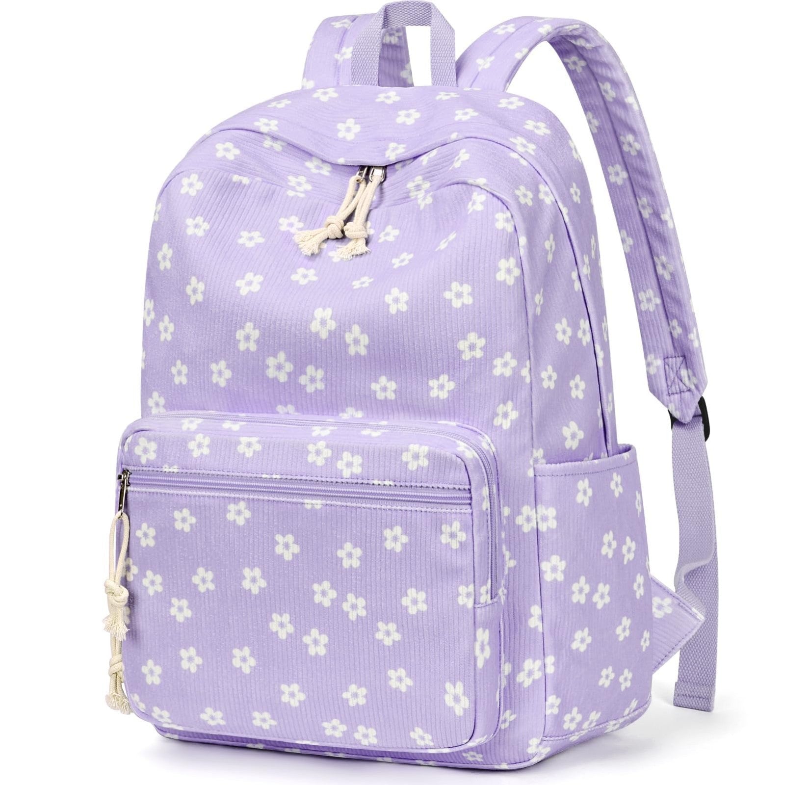 Stylish Preppy Corduroy Kids Backpack, Cute School Bookbag for Girls, Durable &7