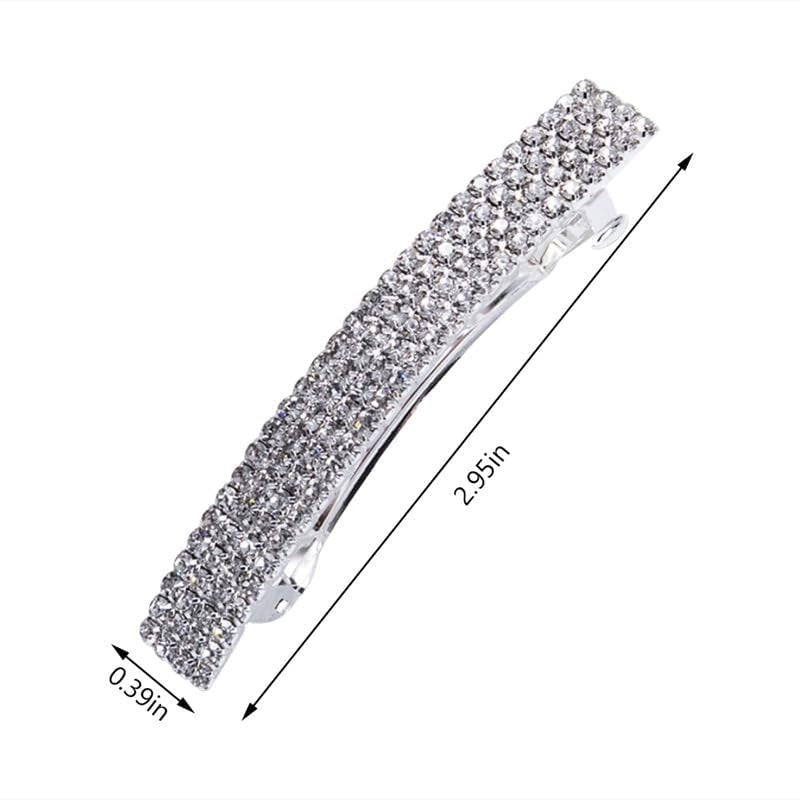 2Pcs Sparkly Rhinestone Hair Clips - Bridal Bling Ponytail Holders, Side Barrett2