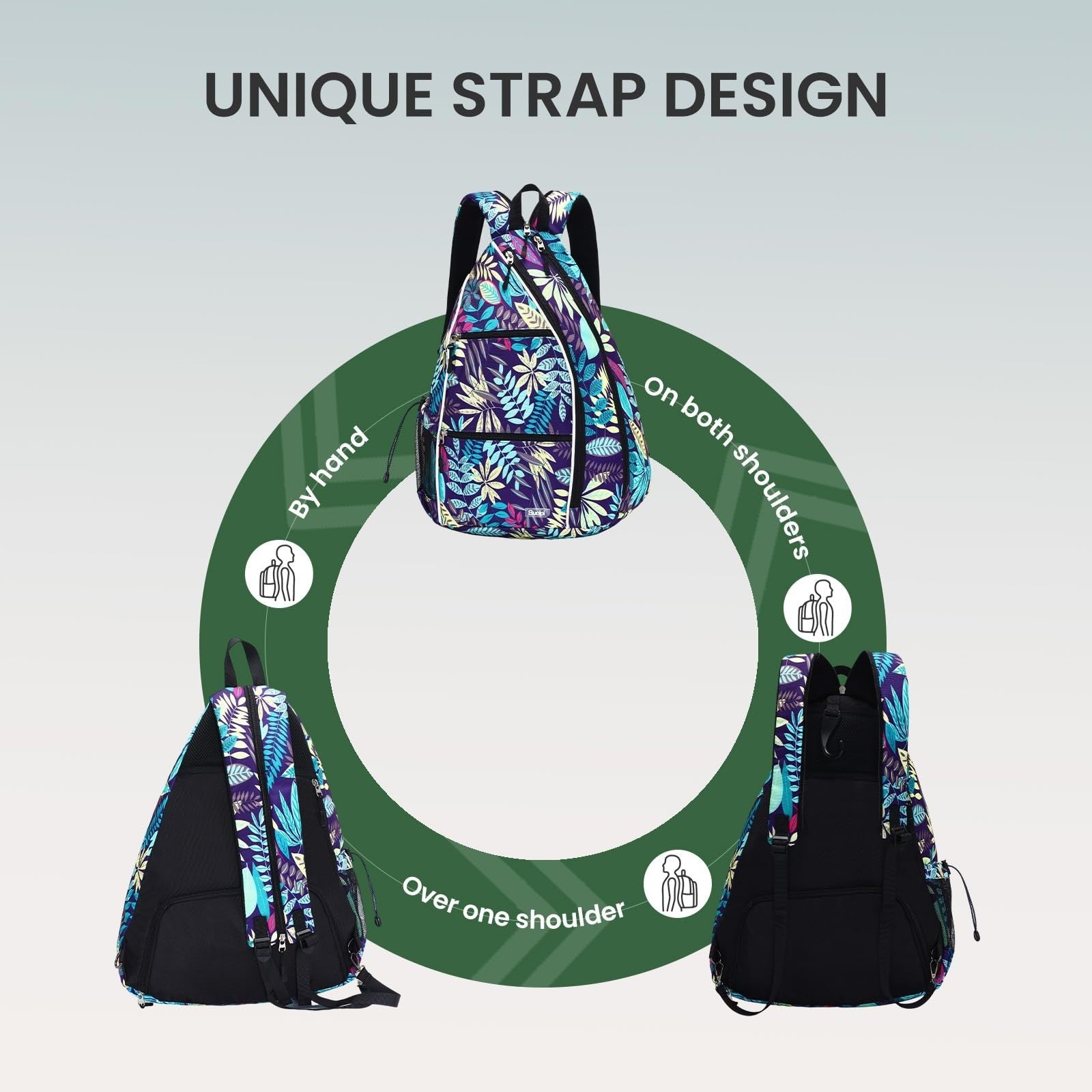 Adjustable Pickleball Backpack with Fence Hook - Large Capacity Sling Bag for Me2