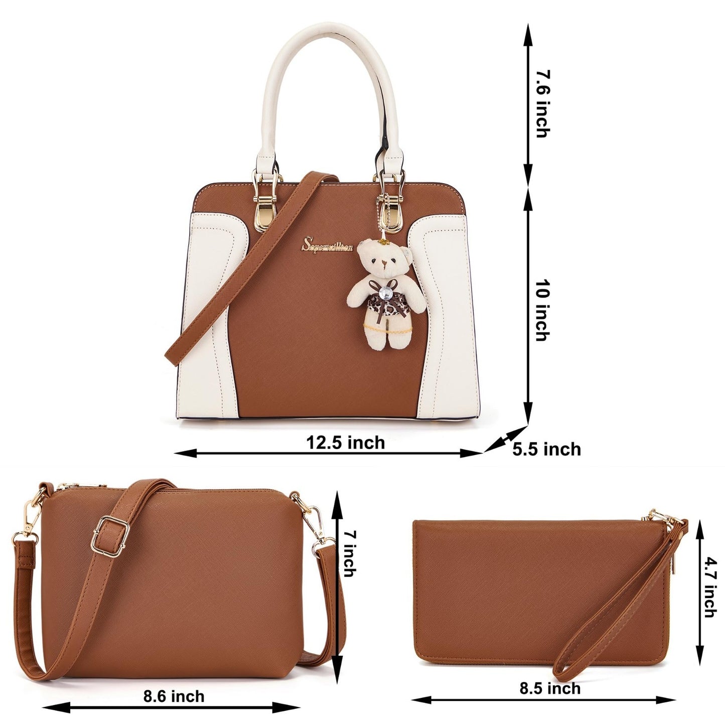 Stylish 3-Piece Women's Handbag Set - Shoulder Bag, Satchel & Wallet - Fashion P5