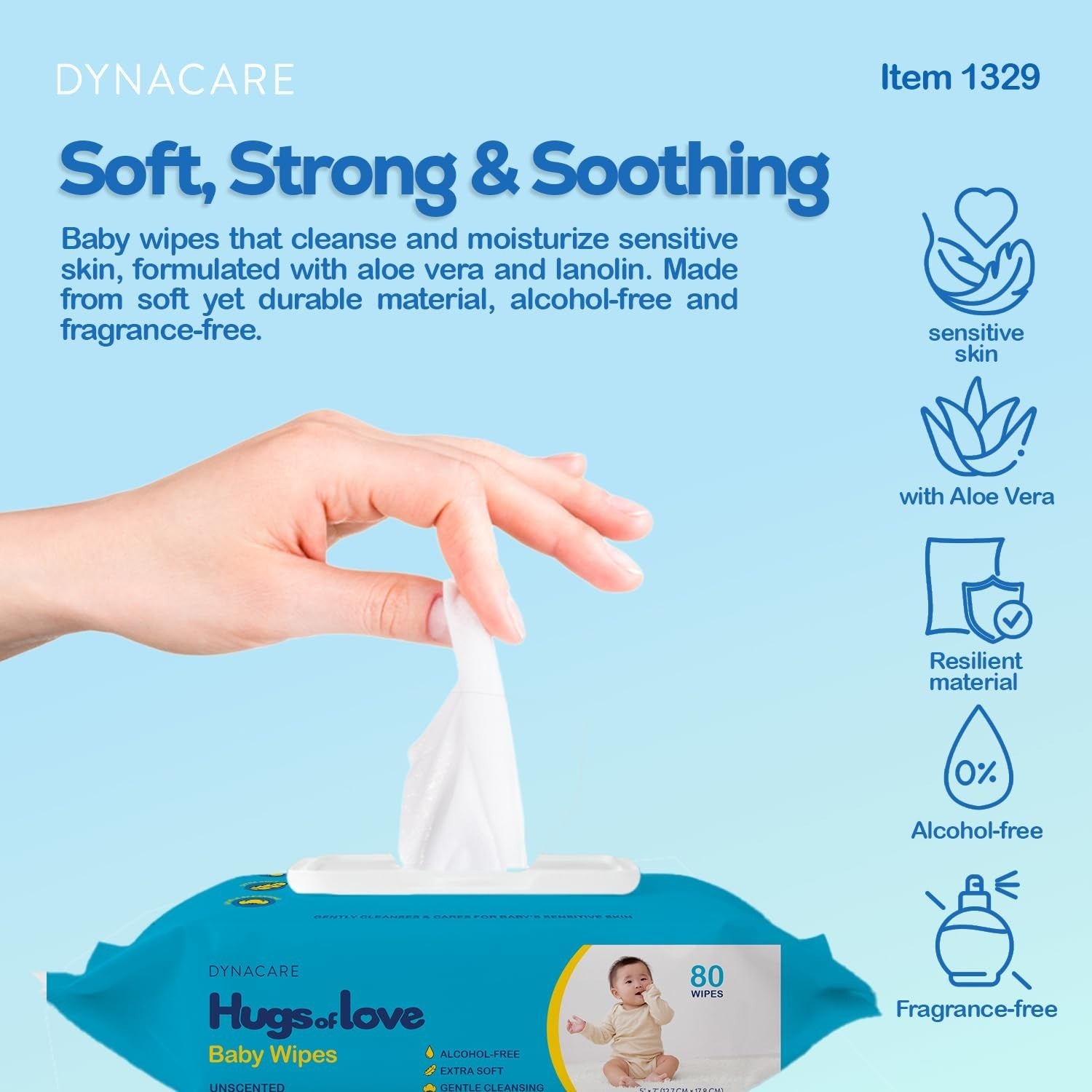 Gentle Baby Wipes - Non-Alcohol, Moisturizing with Aloe & Lanolin, Unscented, 802