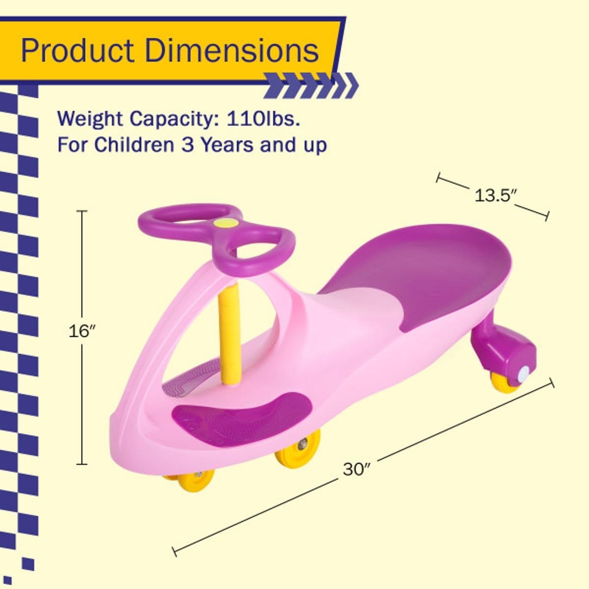 Wiggle Car Ride-On Toy for Kids 3+, Pink, Fun Indoor/Outdoor Activity Vehicle2