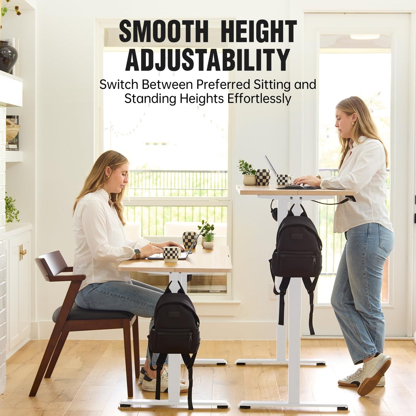 Height Adjustable Electric Standing Desk - 47.2" Sit Stand Wood Desktop for Home14