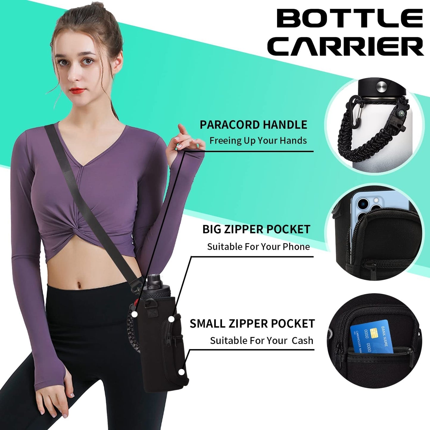 32oz Insulated Water Bottle with Straw & Strap, BPA Free, Keeps Cold 48H, Hot 245