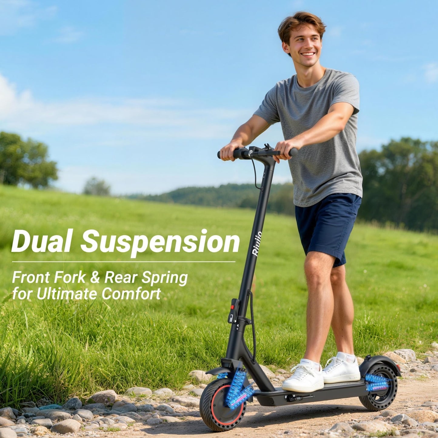 Powerful Electric Scooter 350W-500W, 9-22 MPH, 10-41 Mile Range, Dual Suspension4