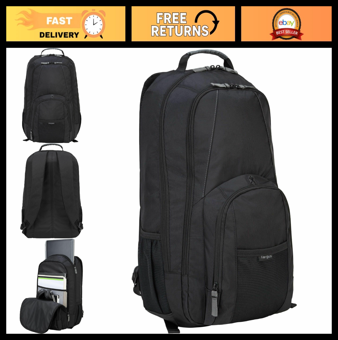 Water Resistant Laptop Backpack for 17" Laptops, Travel Bag for Men & Women0