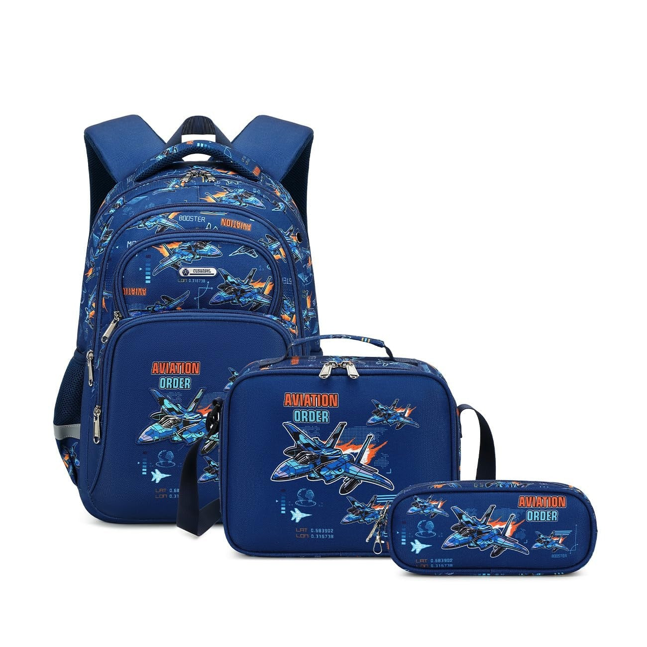 Fighter Pattern Kids Backpack with Lunch Box for Boys Ages 5 10, 16in Book Bag1