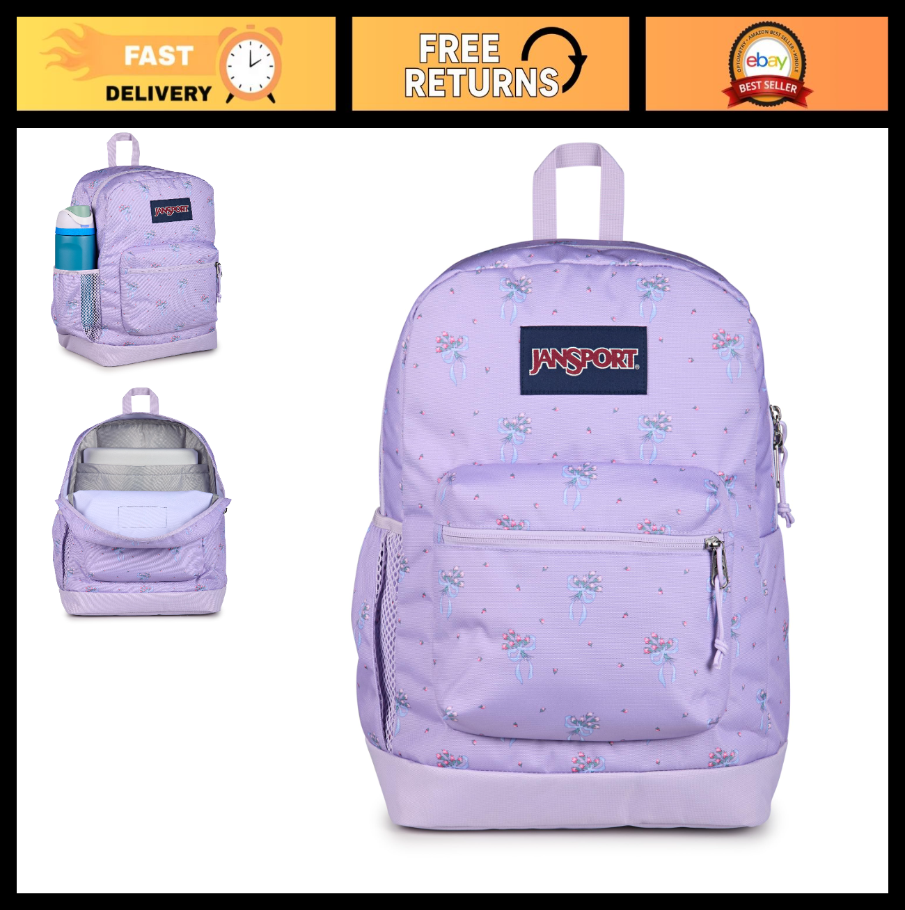 26L Cross Town Plus Backpack, Doodle Dots, Stylish School Bag, Durable Travel Pa0