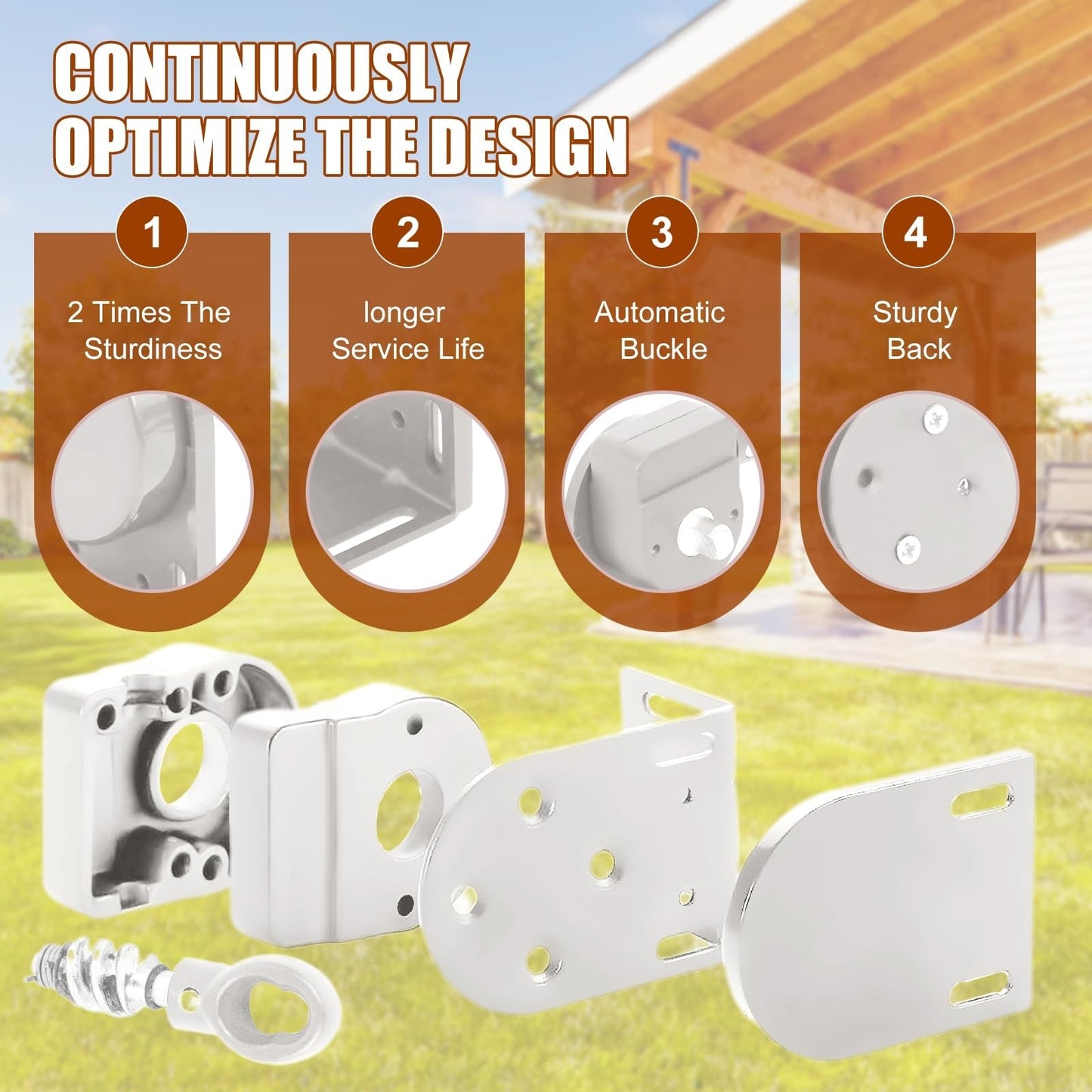 Cordless Crank Kit for Roller Blinds, Outdoor Shade Mounting Bracket, White3