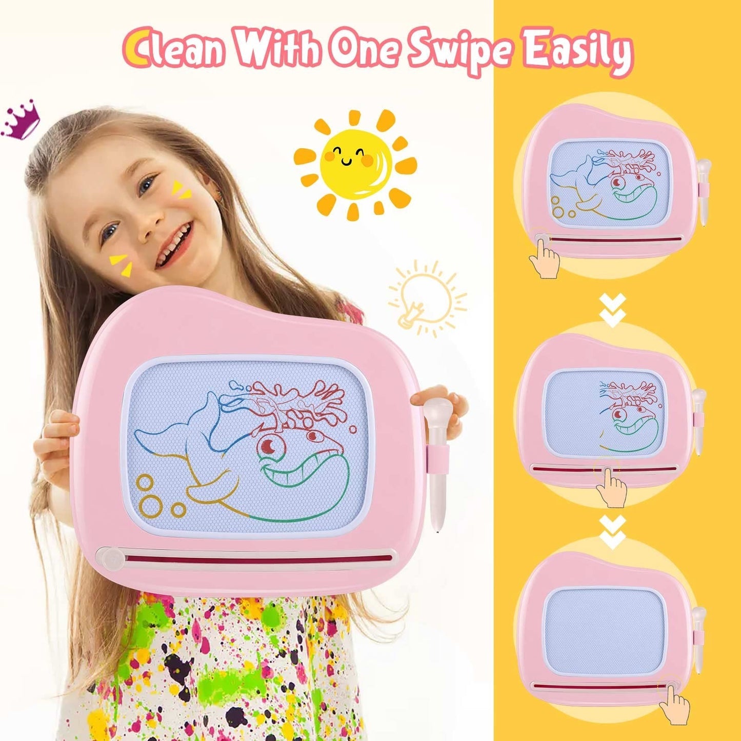 Magnetic Drawing Board for Kids - Portable Doodle Pad, Educational Toy for Ages4