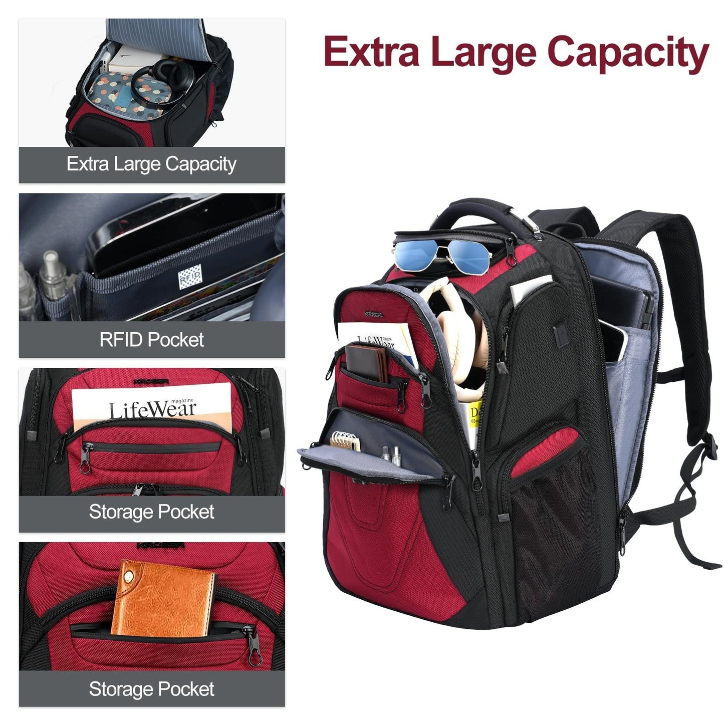 XXXL Travel Laptop Backpack 18.4 Inch, Waterproof Computer Bag for Men & Women3