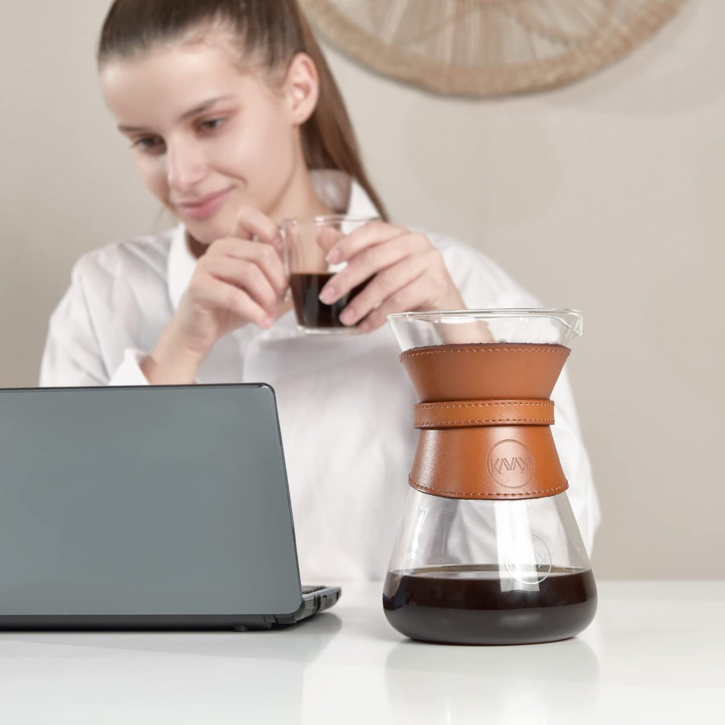 Pour Over Coffee Maker Set - Double-Layer Stainless Steel Filter, Borosilicate G2