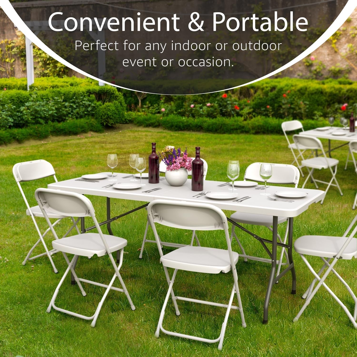 6FT Heavy Duty Folding Table with Handle - Portable for Parties, Weddings, Event2
