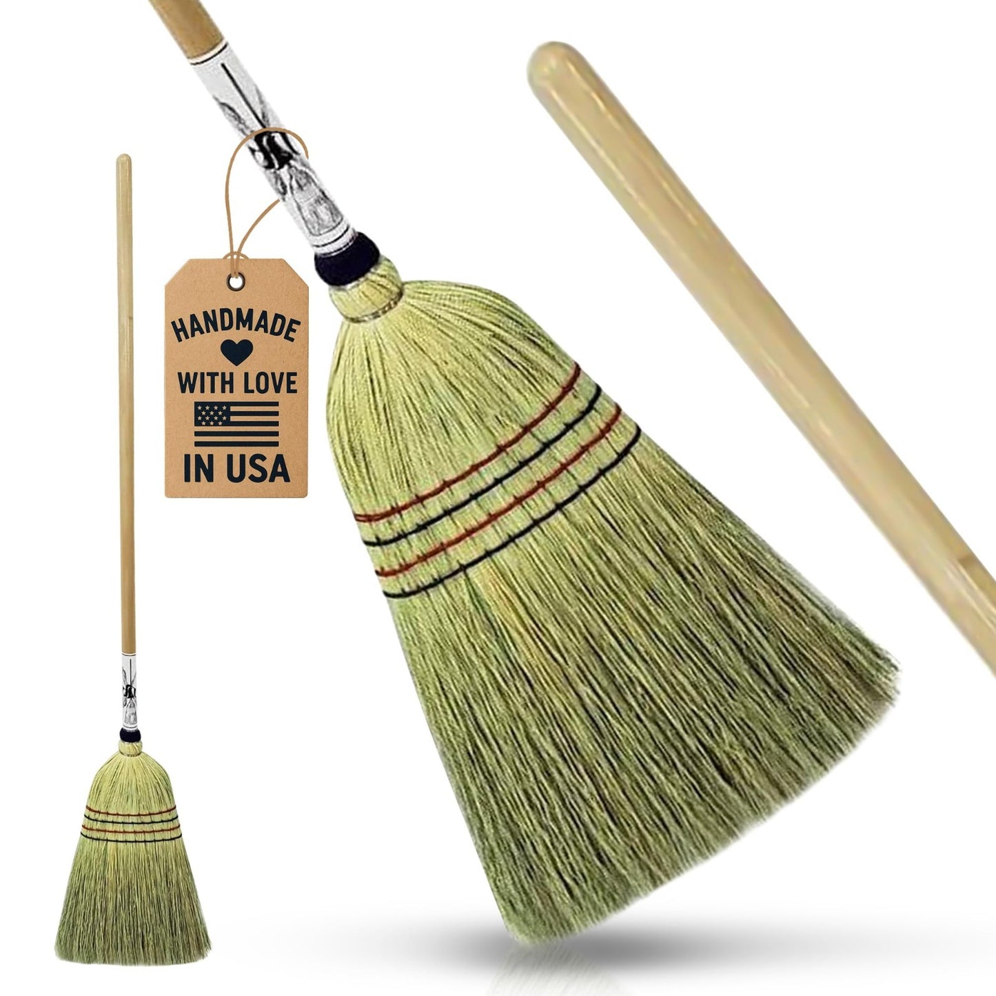 Heavy Duty Corn Broom - Amish Handmade, Perfect for Indoor & Outdoor Use0